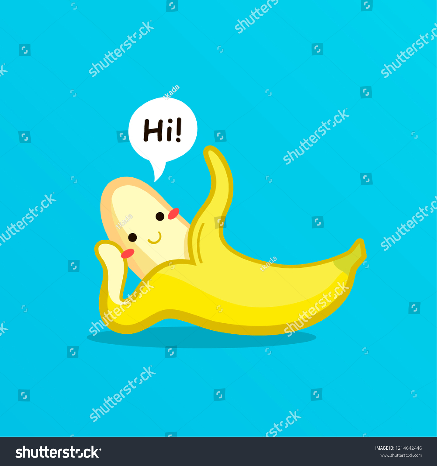 Funny Happy Cute Happy Smiling Banana Vetor Stock Livre De Direitos 1214642446 Shutterstock