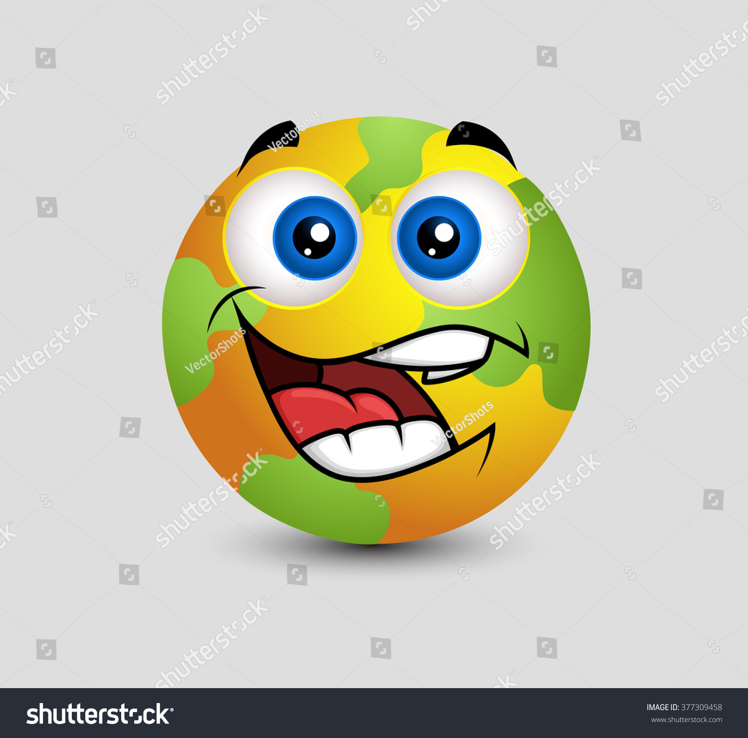 Funny Happy Earth Emoticon Stock Vector (royalty Free) 377309458 