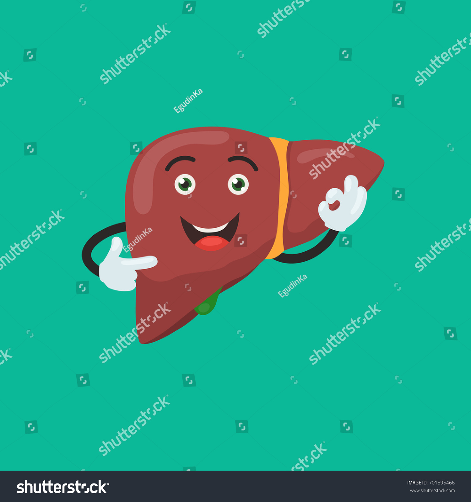 Funny Happy Liver Character Show Hand Stock Vector (Royalty Free ...