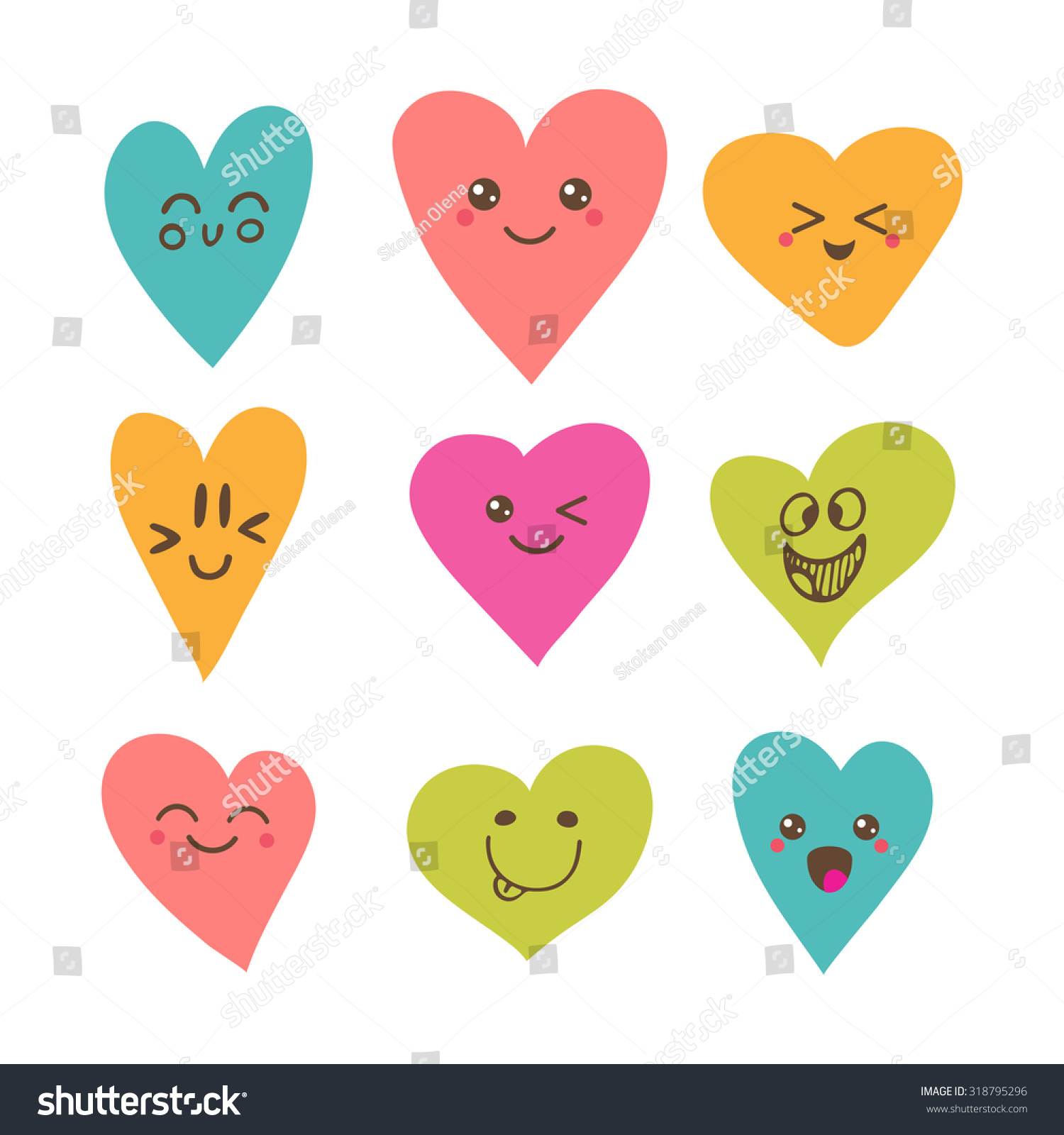 Download Funny Happy Smiley Hearts Cute Cartoon Stock Vector ...