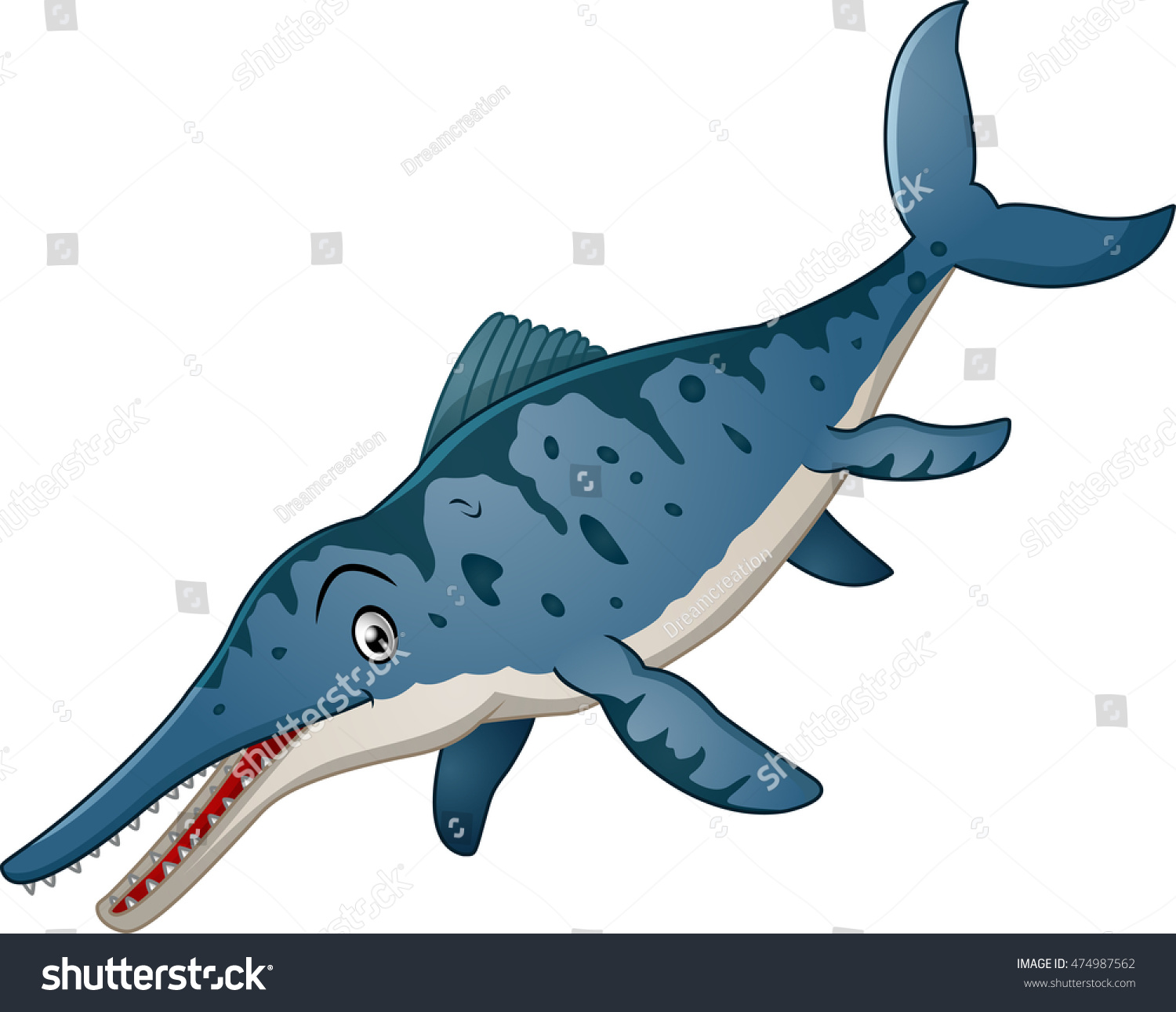 Funny Ichthyosaurus Cartoon Stock Vector (Royalty Free) 474987562 ...