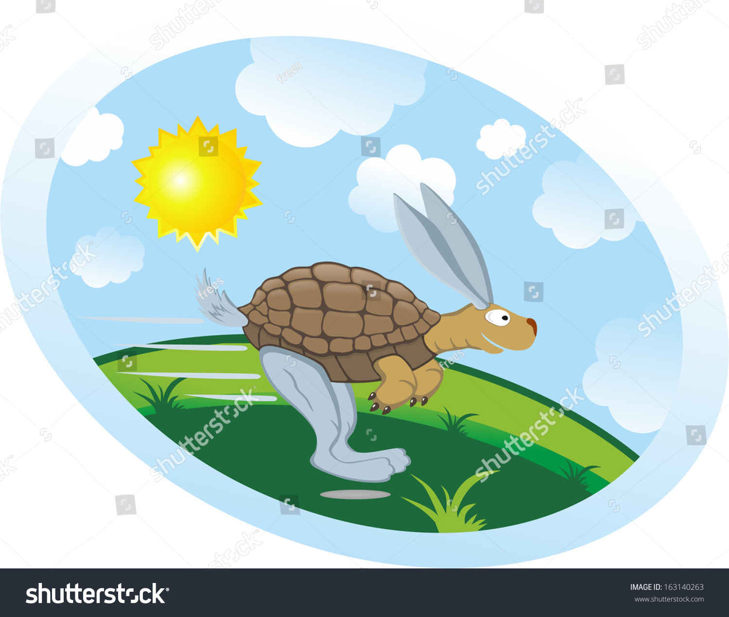 Funny Illustration Of A Turtle-Rabbit Hybrid Animal - 163140263 ...