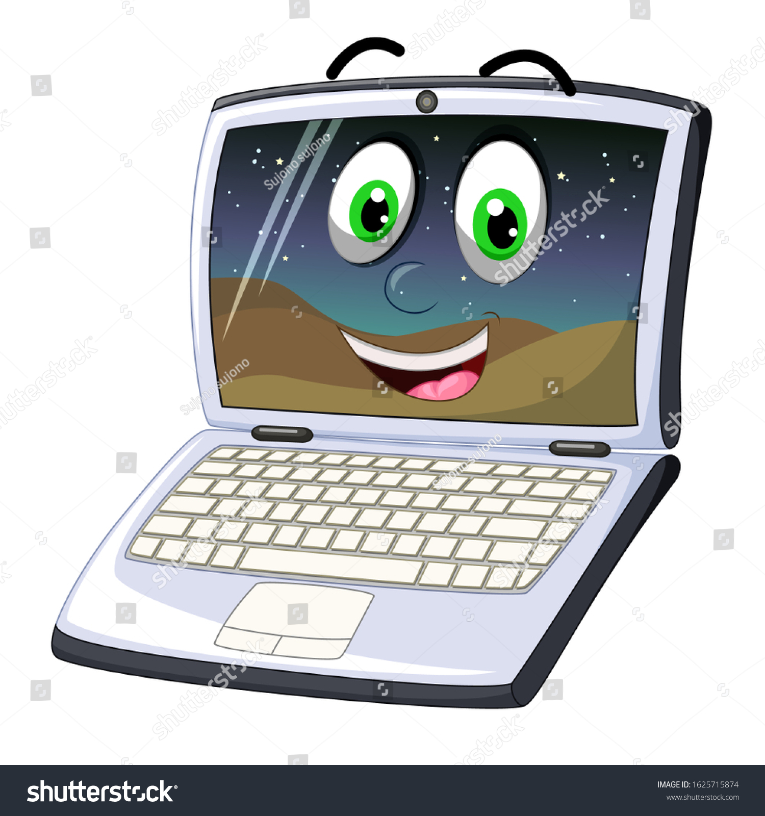 Funny Laptop Cartoon Your Design Stock Vector (Royalty Free) 1625715874 ...