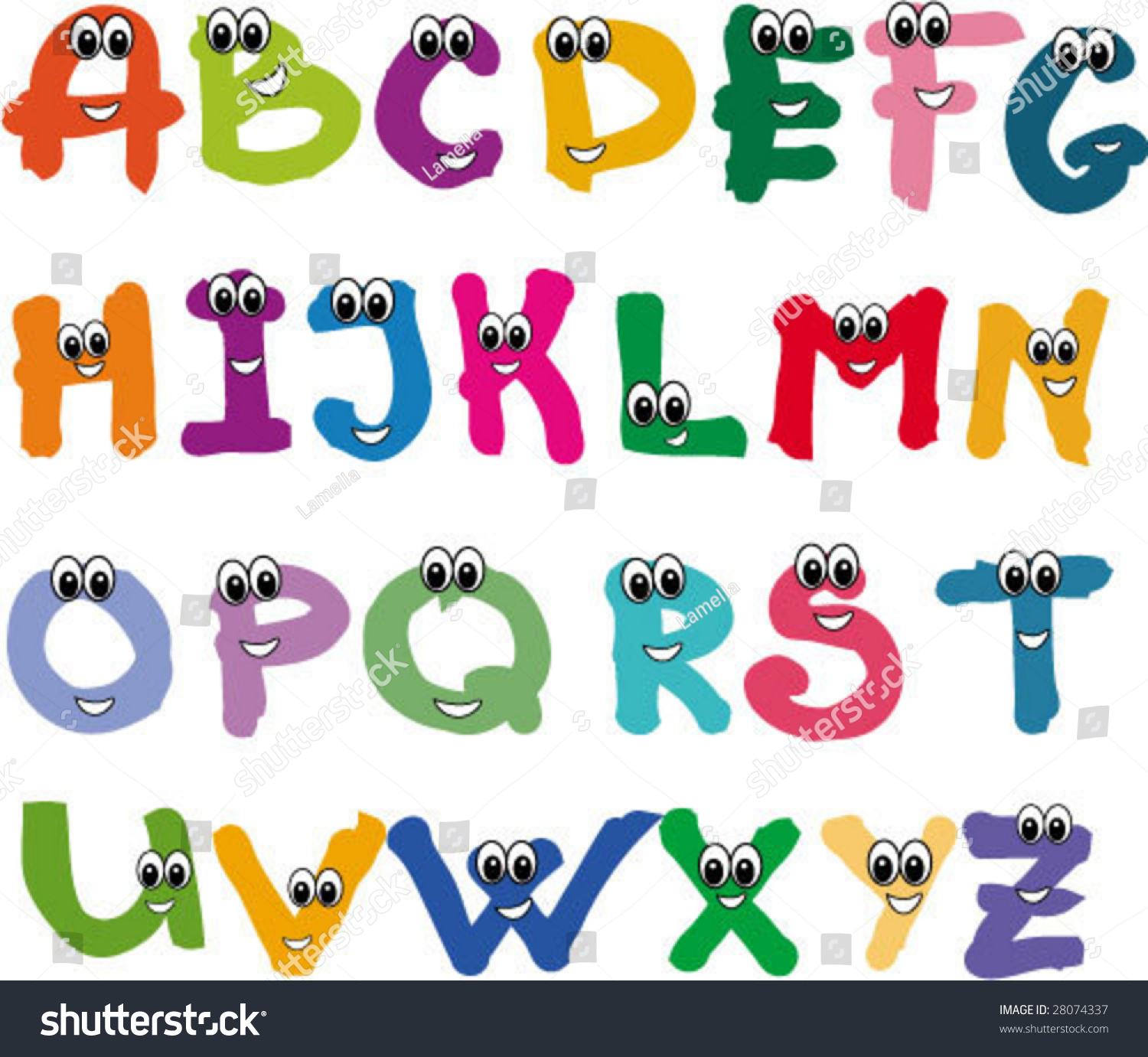 Funny Letters With Eyes And Smiles Stock Vector Illustration 28074337 ...