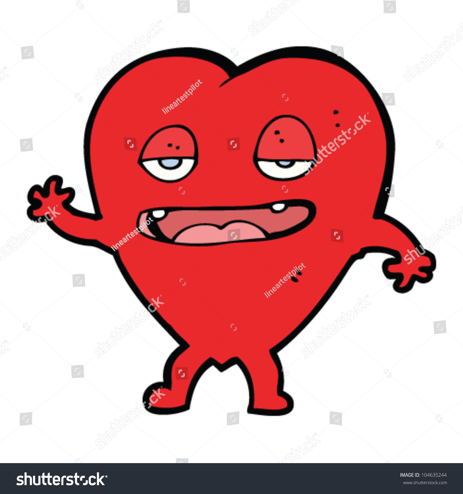 Funny Love Heart Cartoon Character Stock Vector 104635244 - Shutterstock