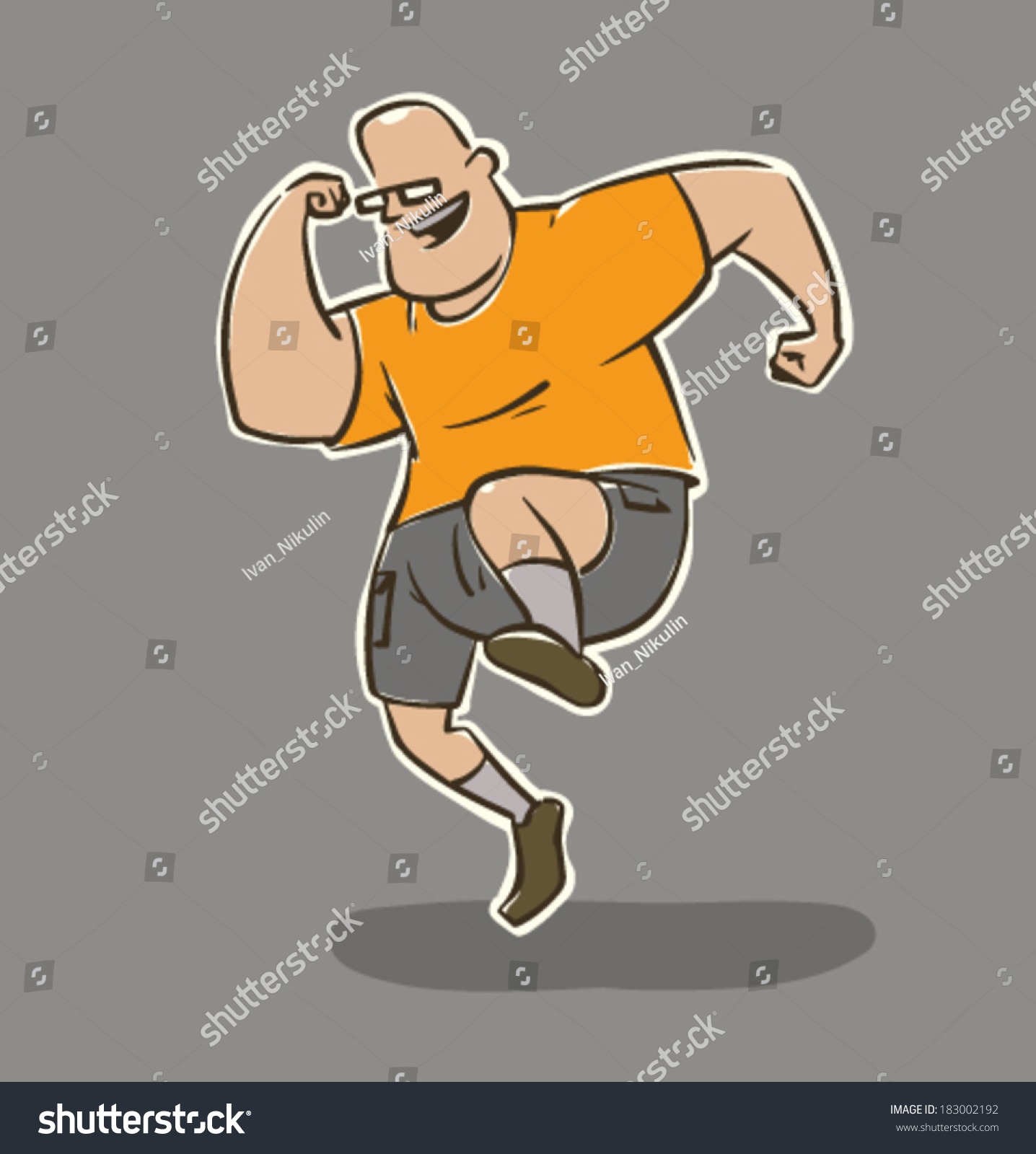 Funny Man Does Sport Exercises Vector Stock Vector (Royalty Free ...