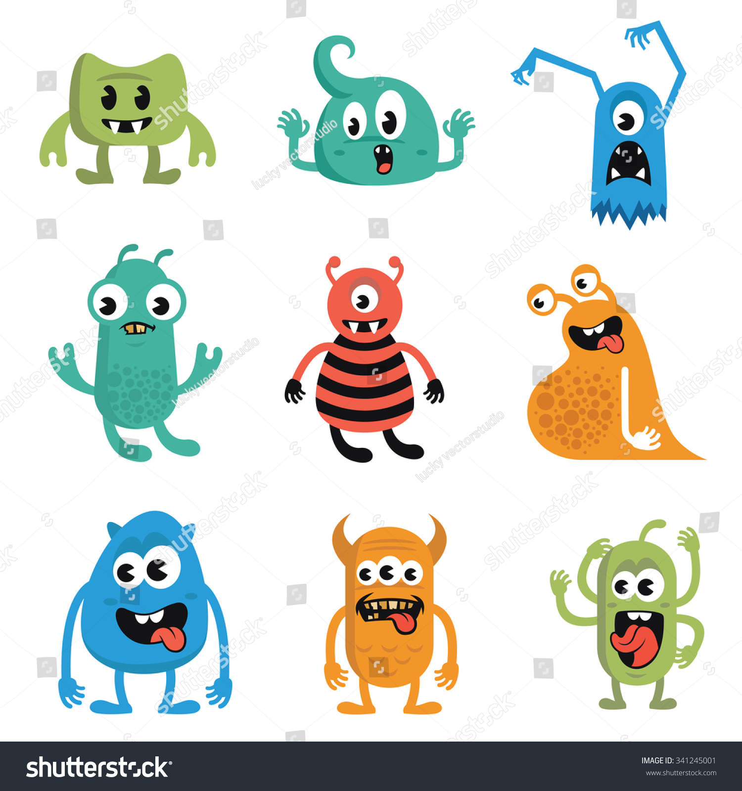 Funny Monster Character Design Vector Stock Vector (Royalty Free ...