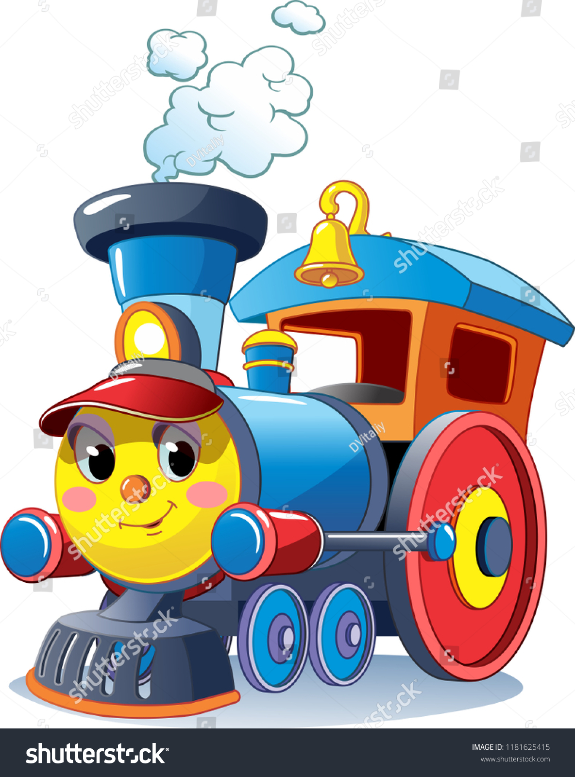Immagine Vettoriale Stock 1181625415 A Tema Divertente Locomotiva Multicolore Treno Treno Giocattolo Royalty Free