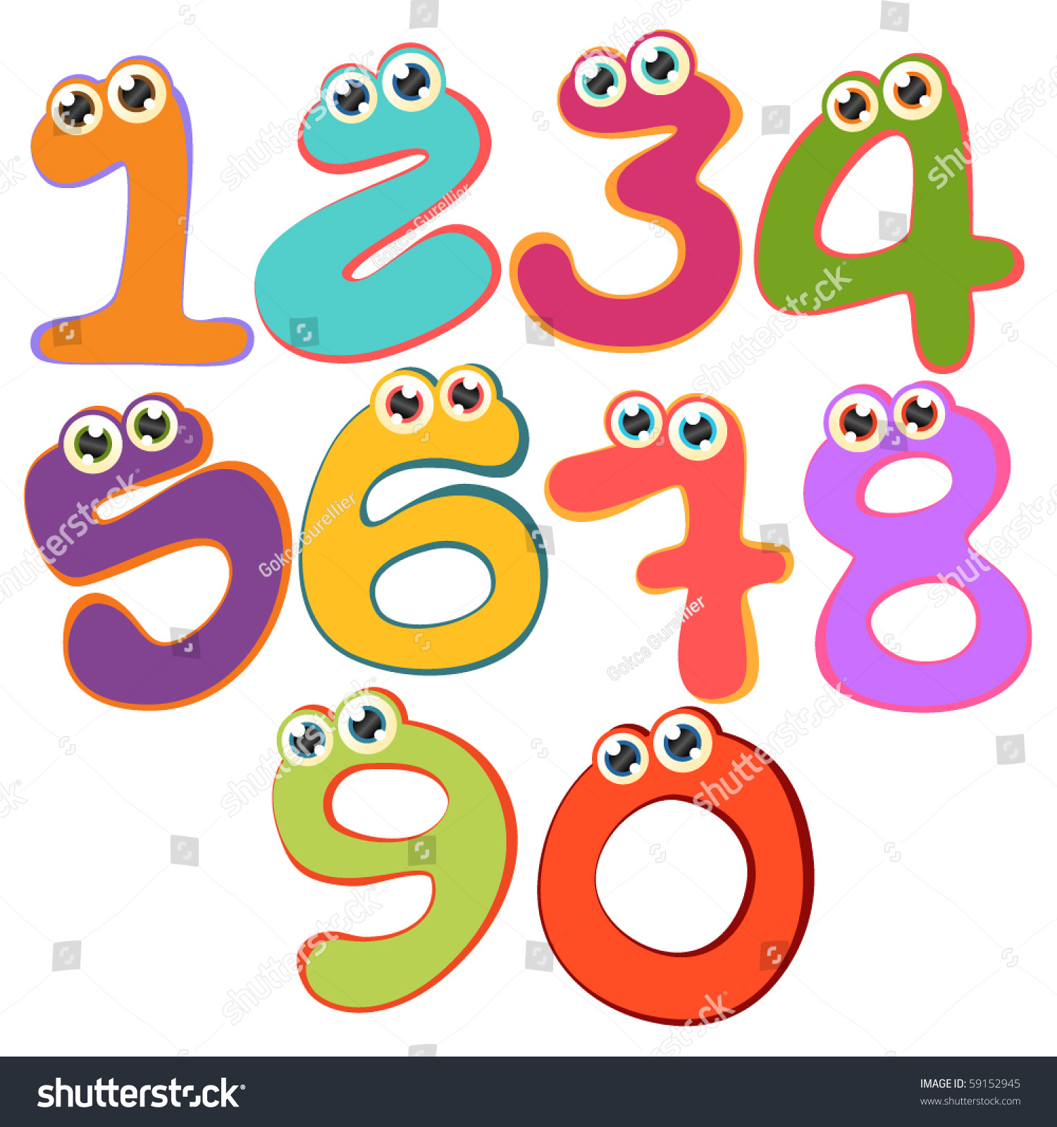 Funny Numbers Stock Vector 59152945 - Shutterstock