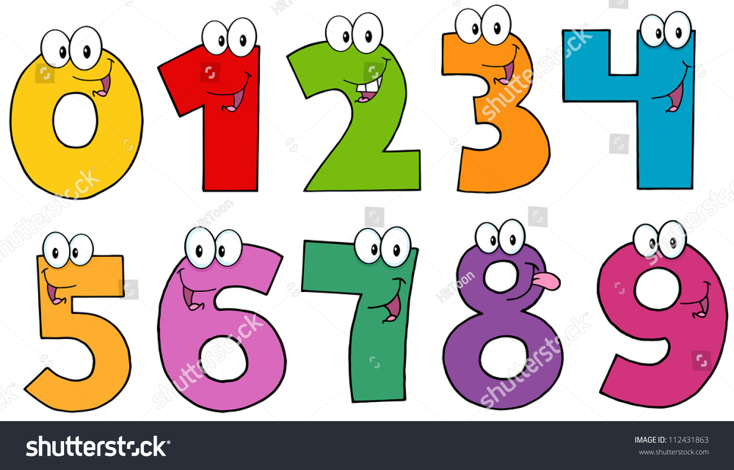 Funny Numbers Cartoon Mascot Characters Vector Stock Vector 112431863 ...