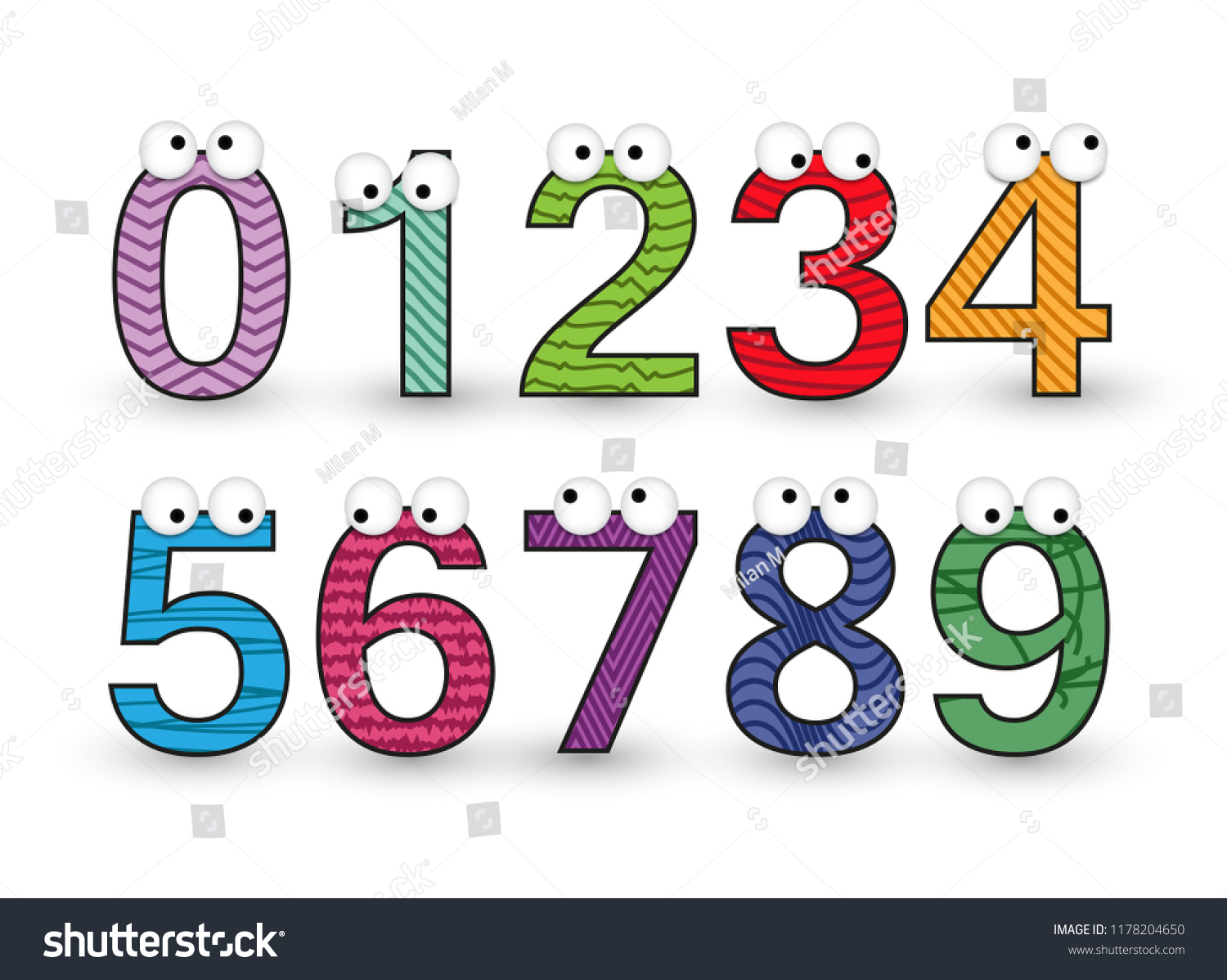 Funny Numbers Setvector Numbers Stock Vector (Royalty Free) 1178204650 ...