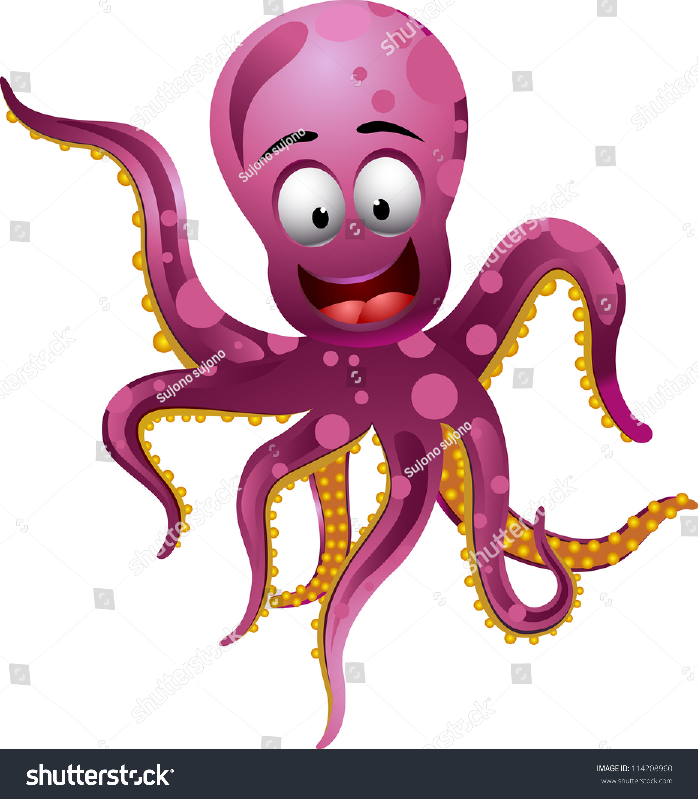 Funny Octopus Cartoon Stock Vector 114208960 - Shutterstock