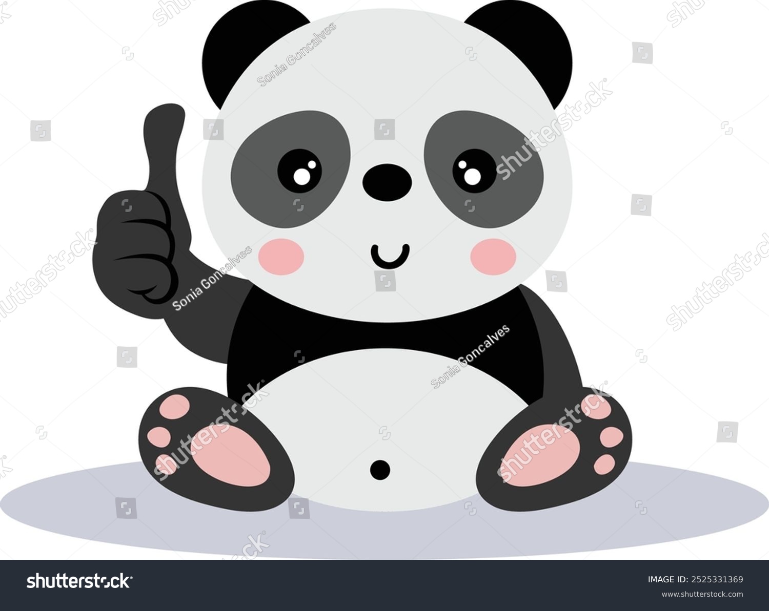 panda thumbs up cartoon character clip art preview