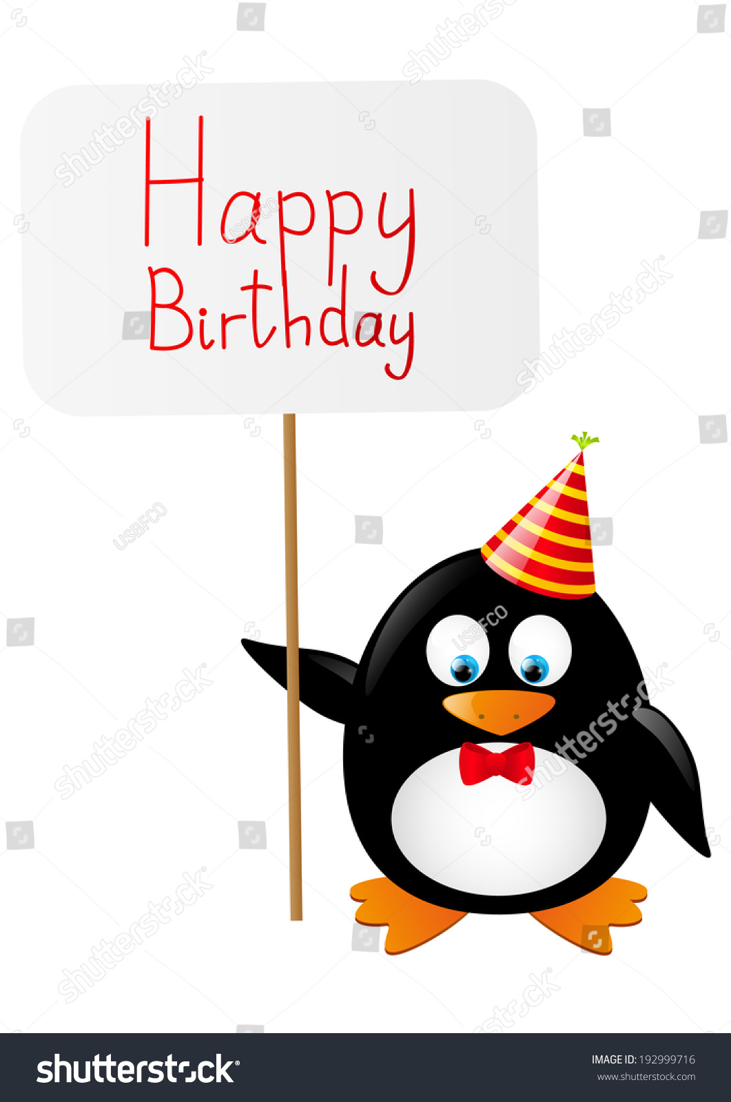Funny Penguin Birthday Card Stock Vector Royalty Free 192999716