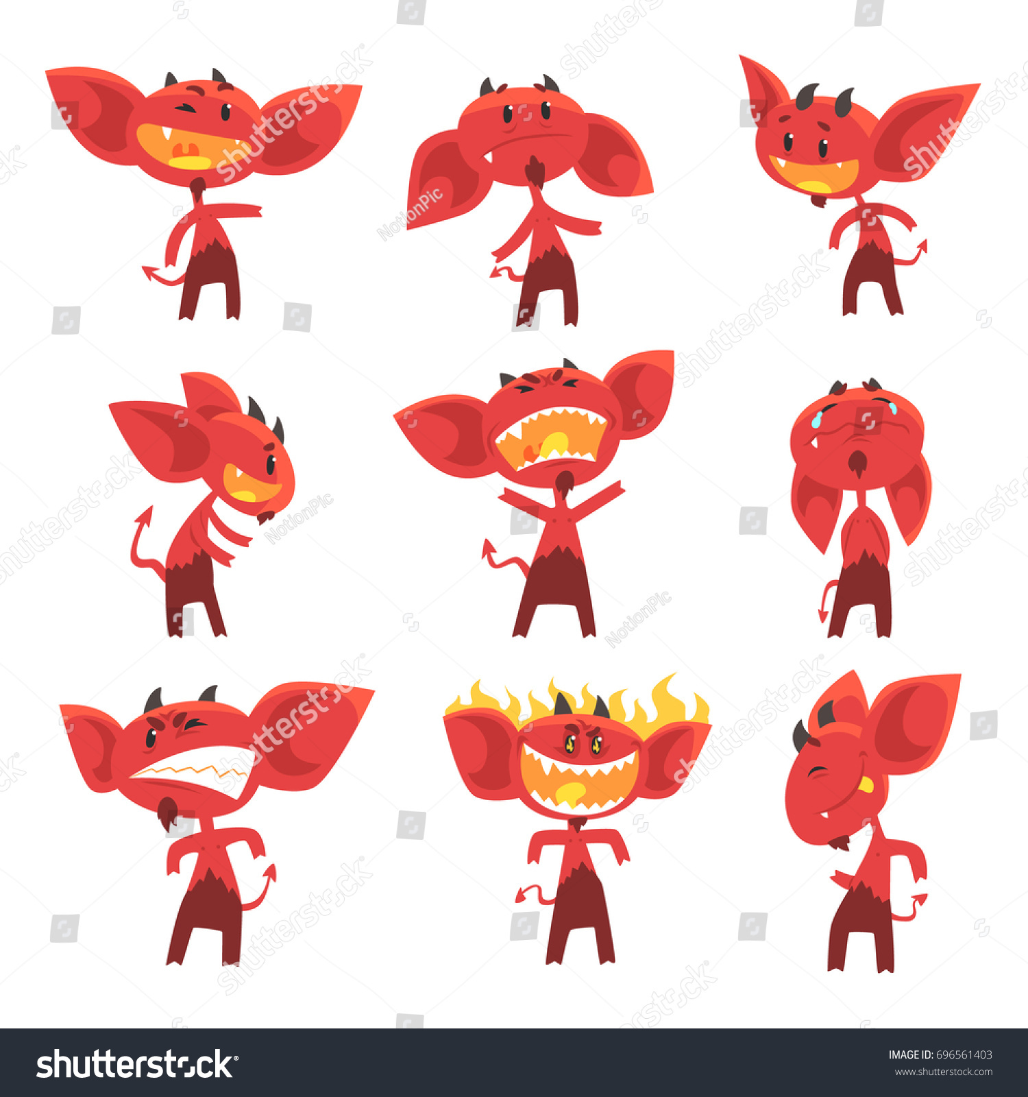 Funny Red Devil Cartoon Characters Different Stock Vector (Royalty Free ...