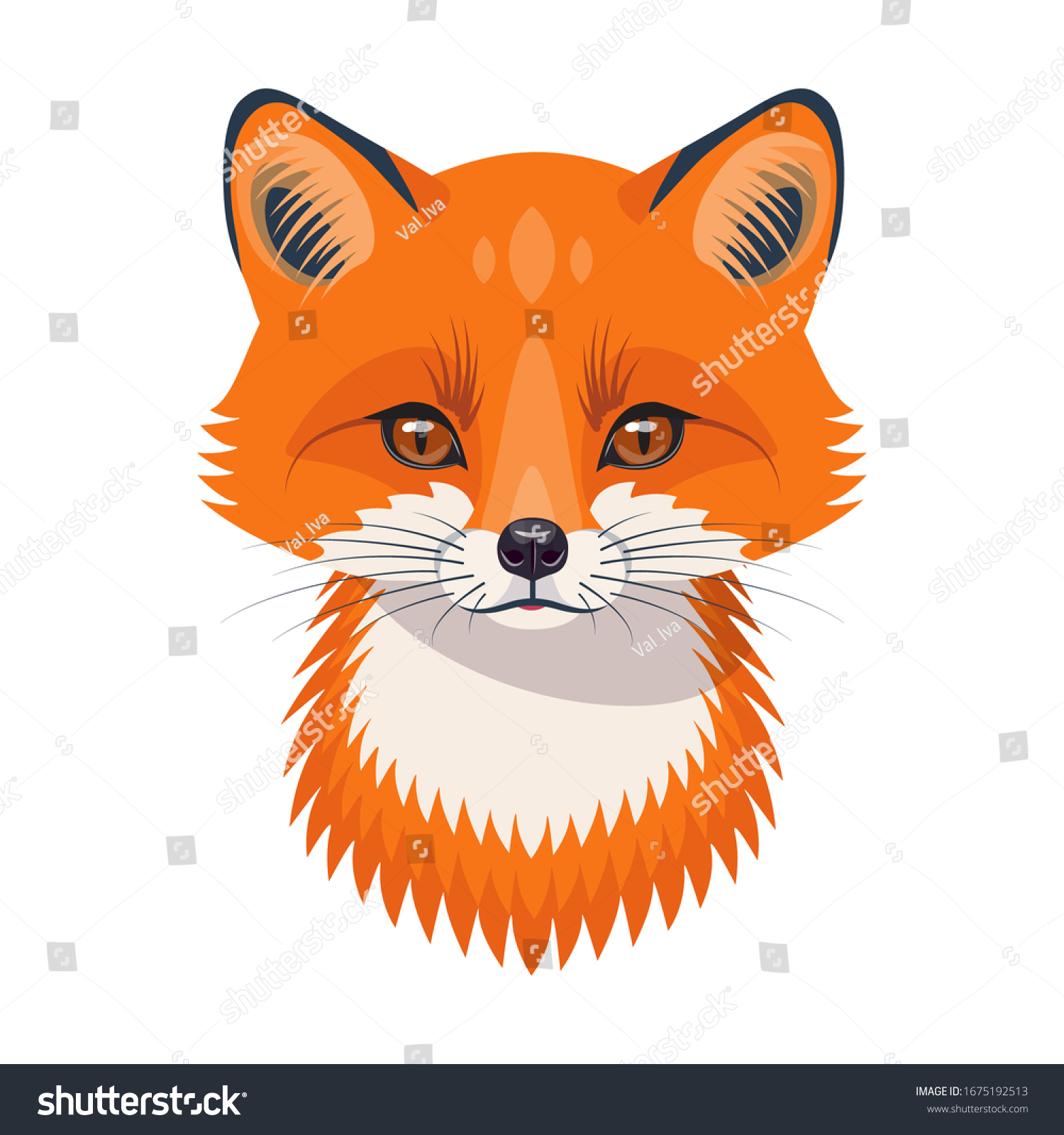 Funny Red Fox Face Head Isolated Stock Vector Royalty Free