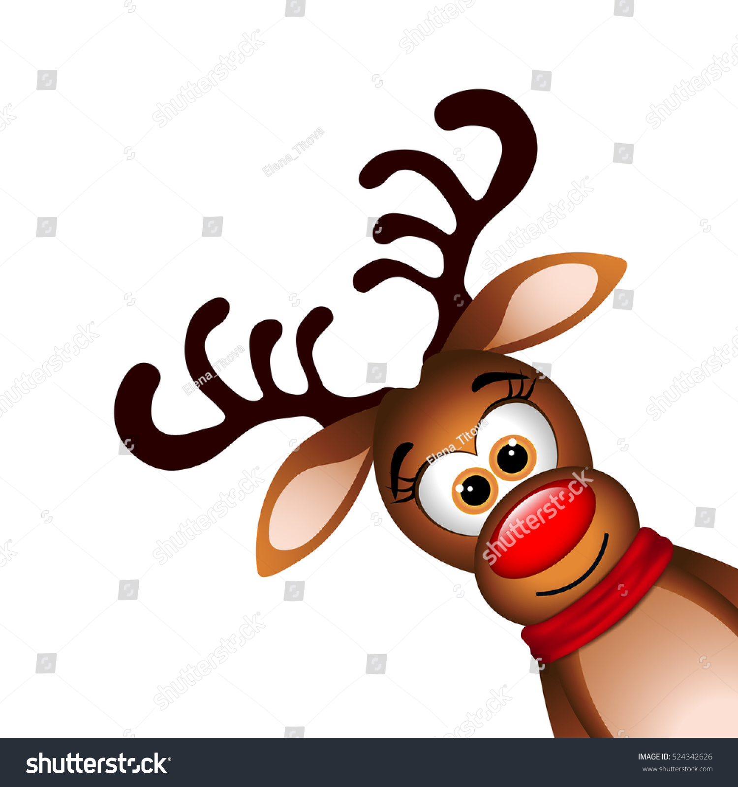 Funny Reindeer On White Background. Stock Vector Illustration 524342626