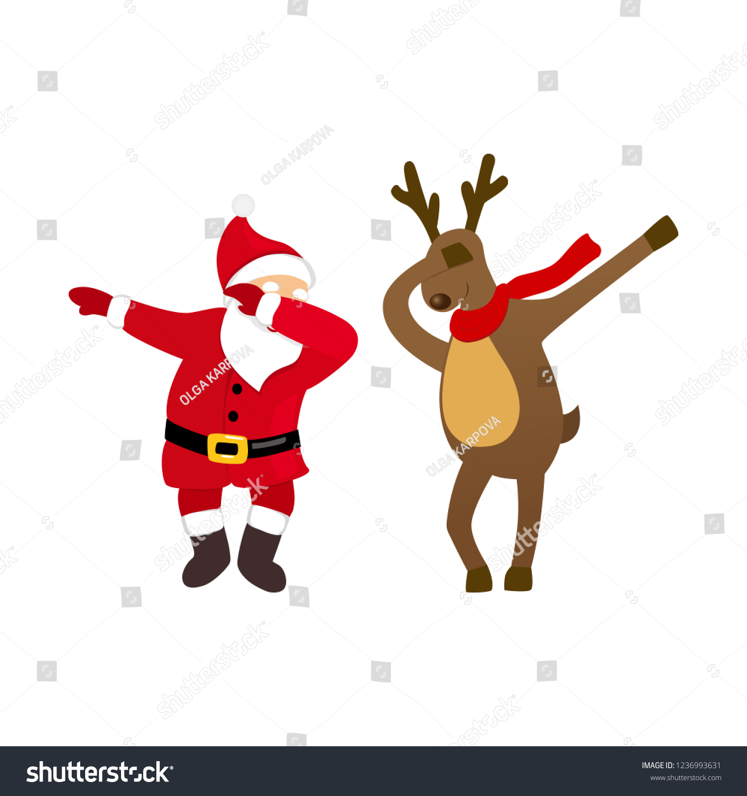Funny Santa Deer Dancing Dab Move Stock Vector Royalty Free 1236993631 Shutterstock 