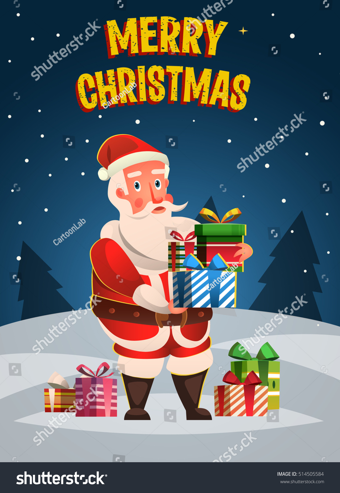 Funny Santa Claus Merry Christmas Poster Stock Vector Royalty Free