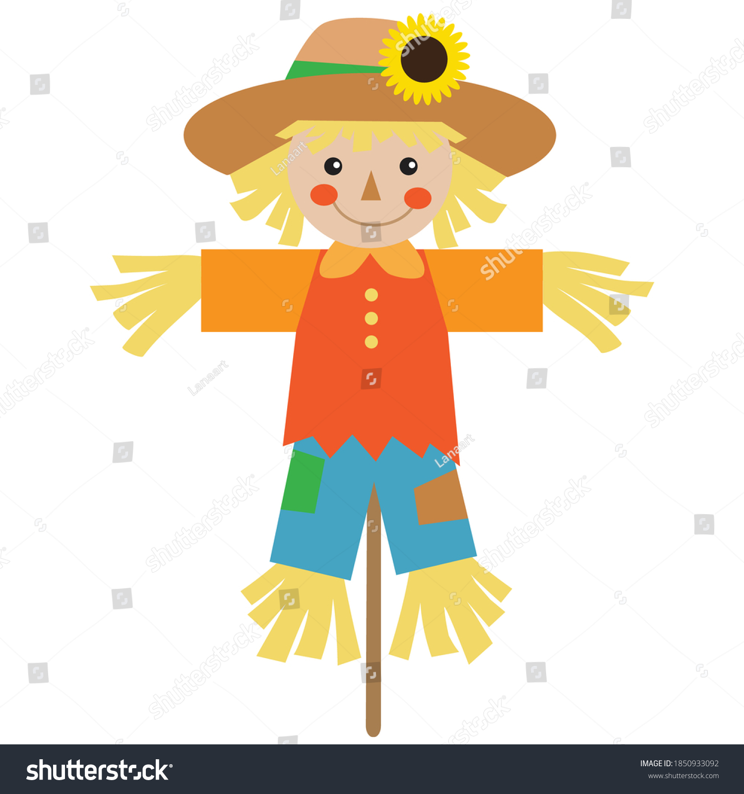 Funny Scarecrow Vector Cartoon Illustration Stock Vector (Royalty Free ...