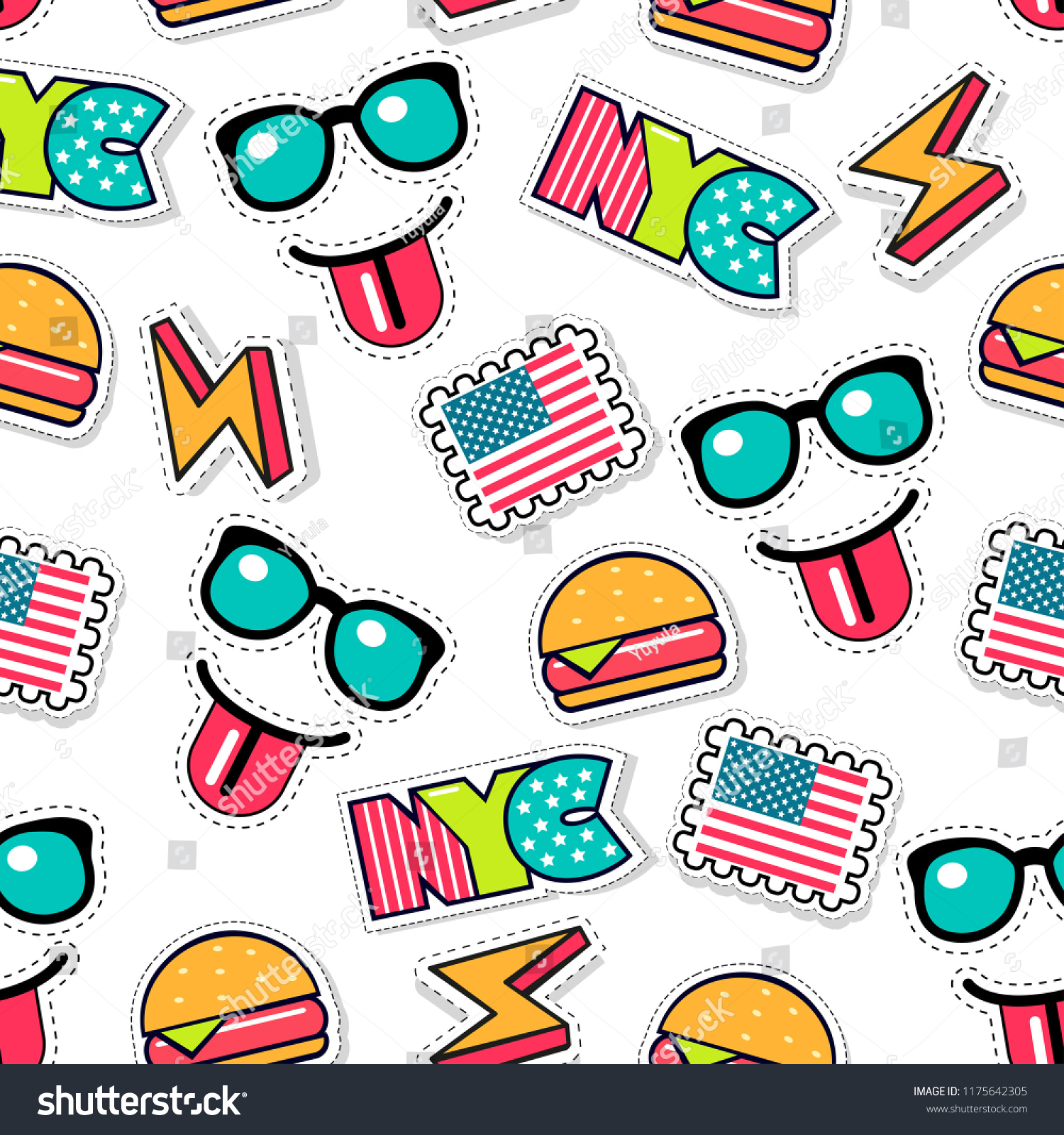 Funny Seamless American Vector Pattern Stock Vector (Royalty Free