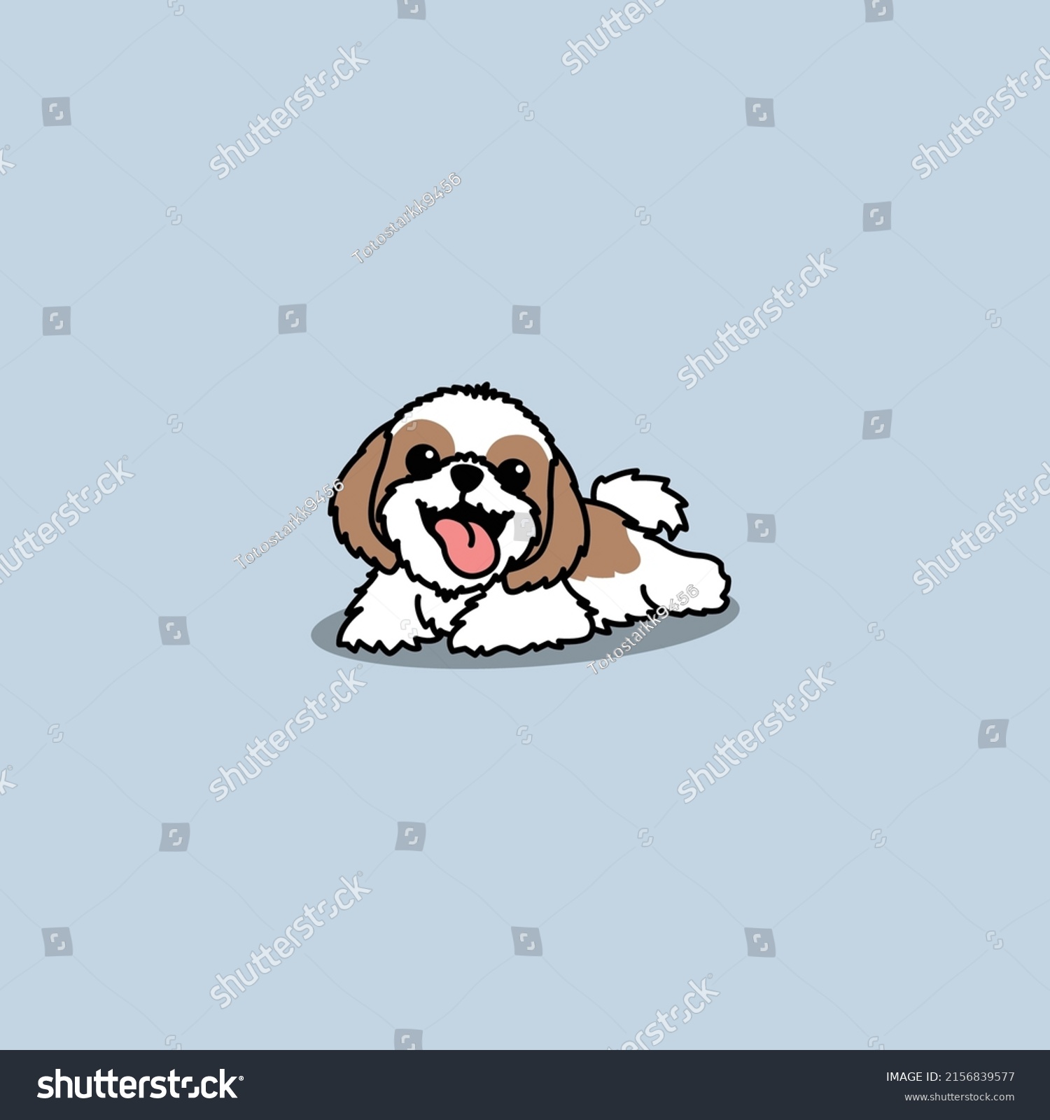 SVG of Funny shih tzu dog lying down cartoon, vector illustration svg