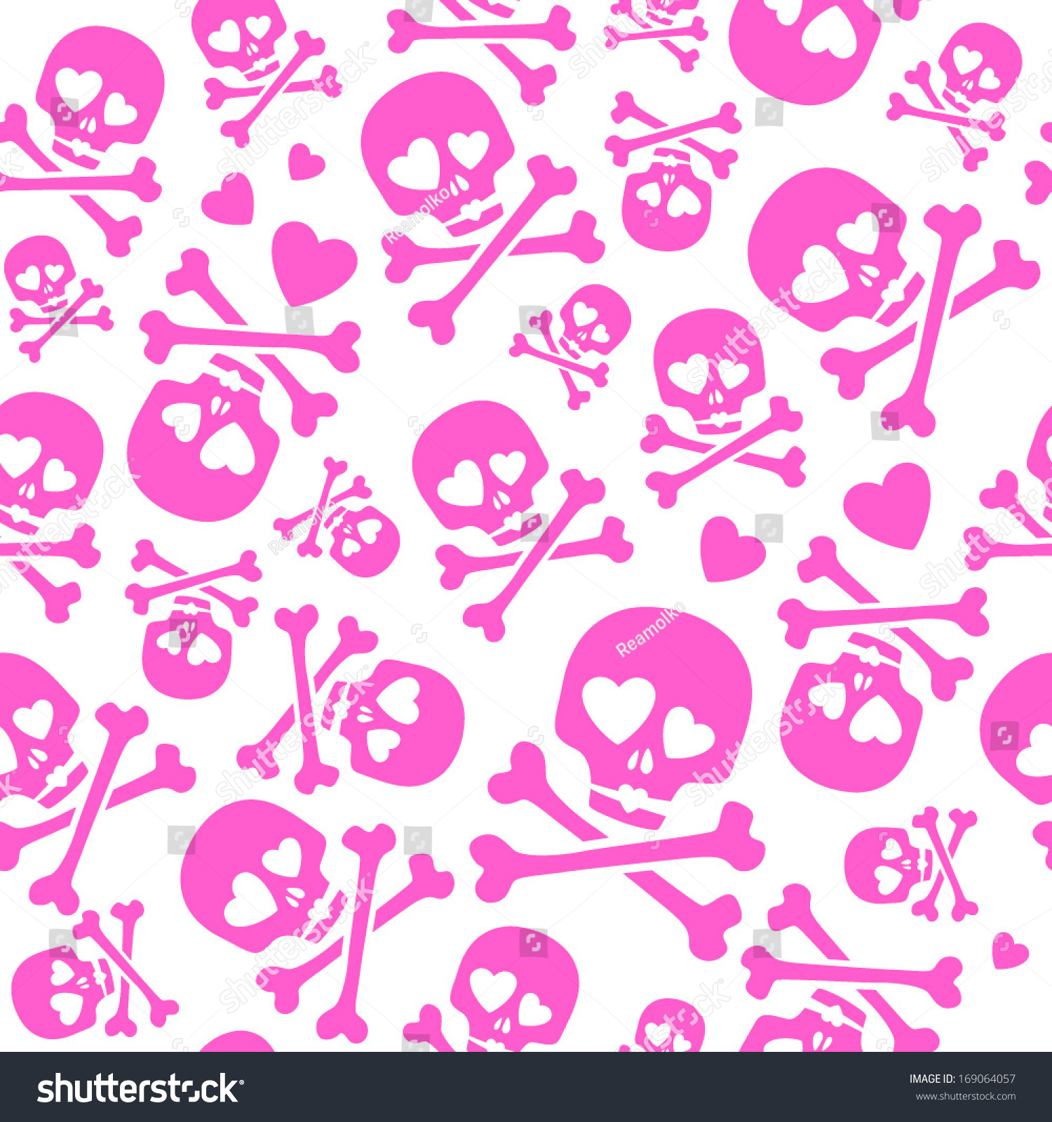 Funny Skulls In Love - Seamless Pink Pattern. Good For Valentine'S Day ...