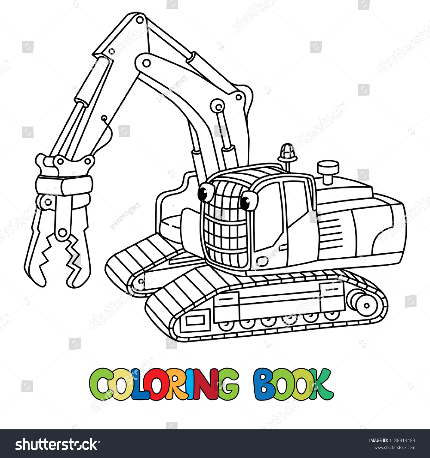 Funny Small Excavator Eyes Coloring Book Stock Vector (Royalty Free ...