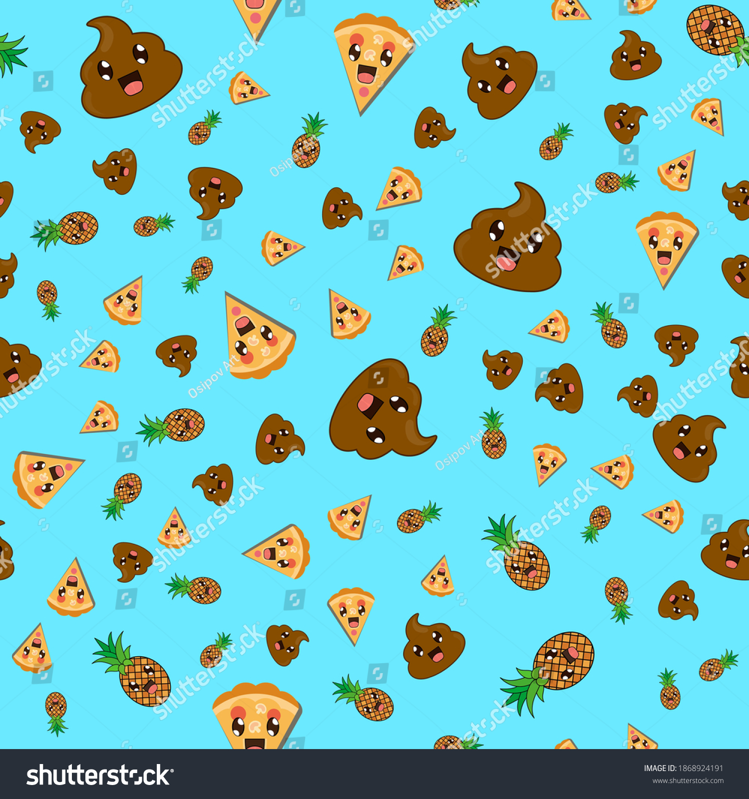 Funny Smile Vector Poop Pattern Stock Vector (Royalty Free) 1868924191