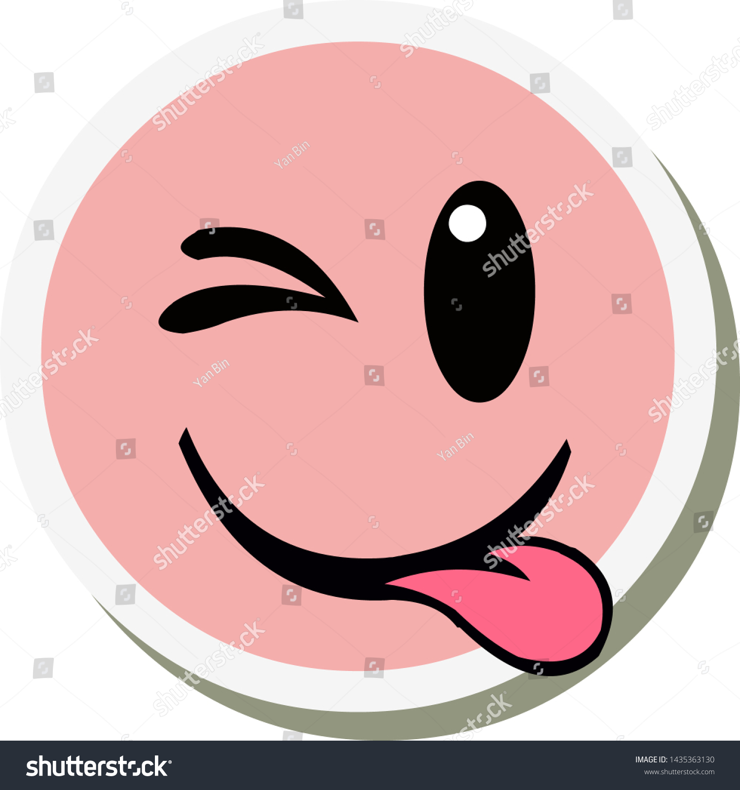 Funny Smiling Emoji Pink Face Isolated Stock Vector Royalty Free 1435363130