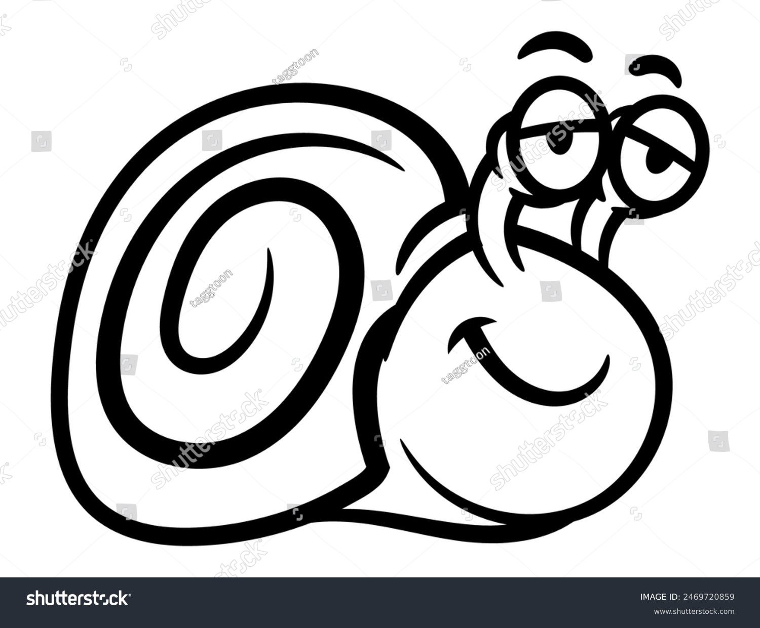 recommend clip art: Funny Snail cartoon characters walking slowly. Best for outline, logo, and coloring book with nature themes for kids