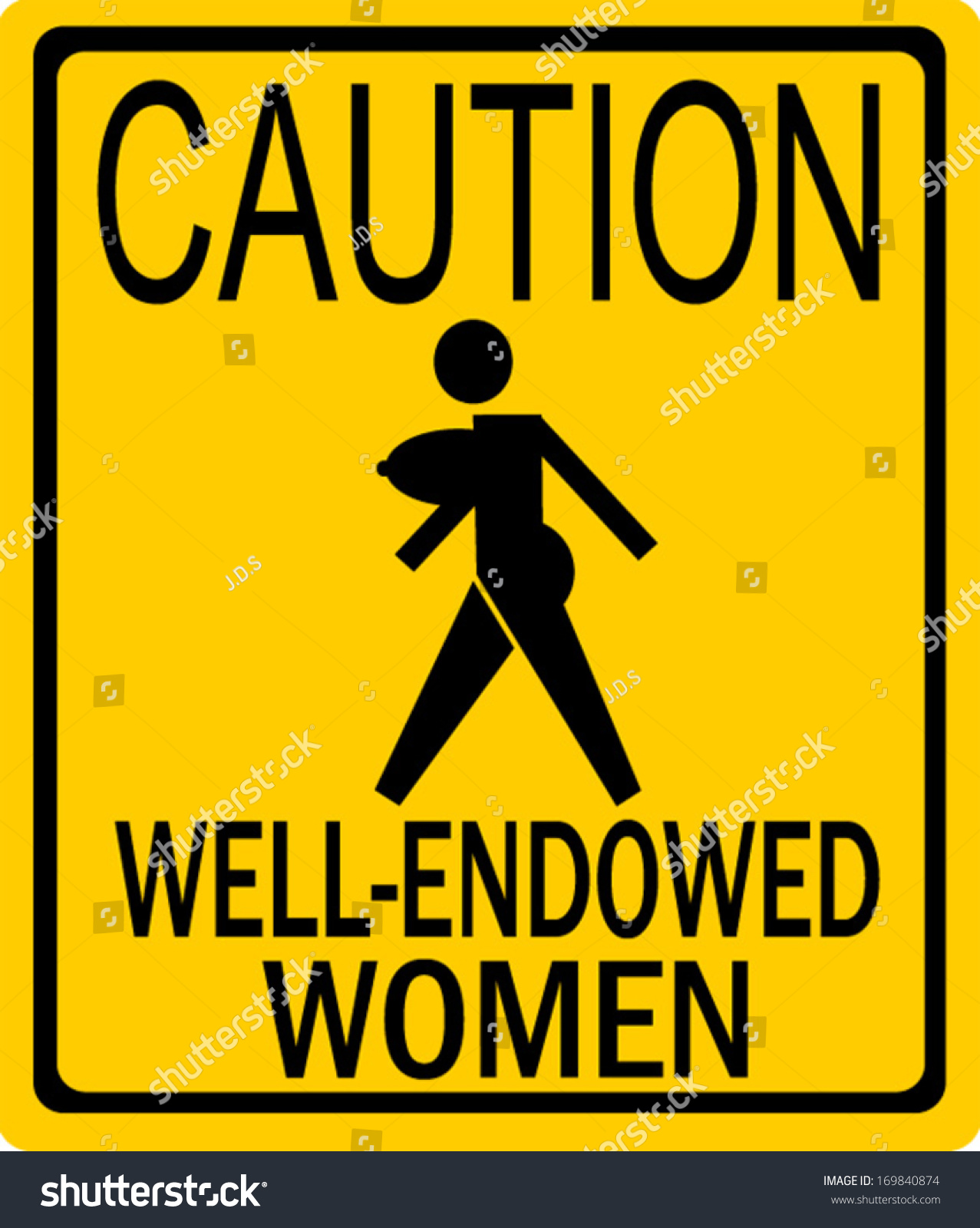 Funny Street Sign Caution Well Endowed Vector De Stock Libre De Regalías 169840874 Shutterstock