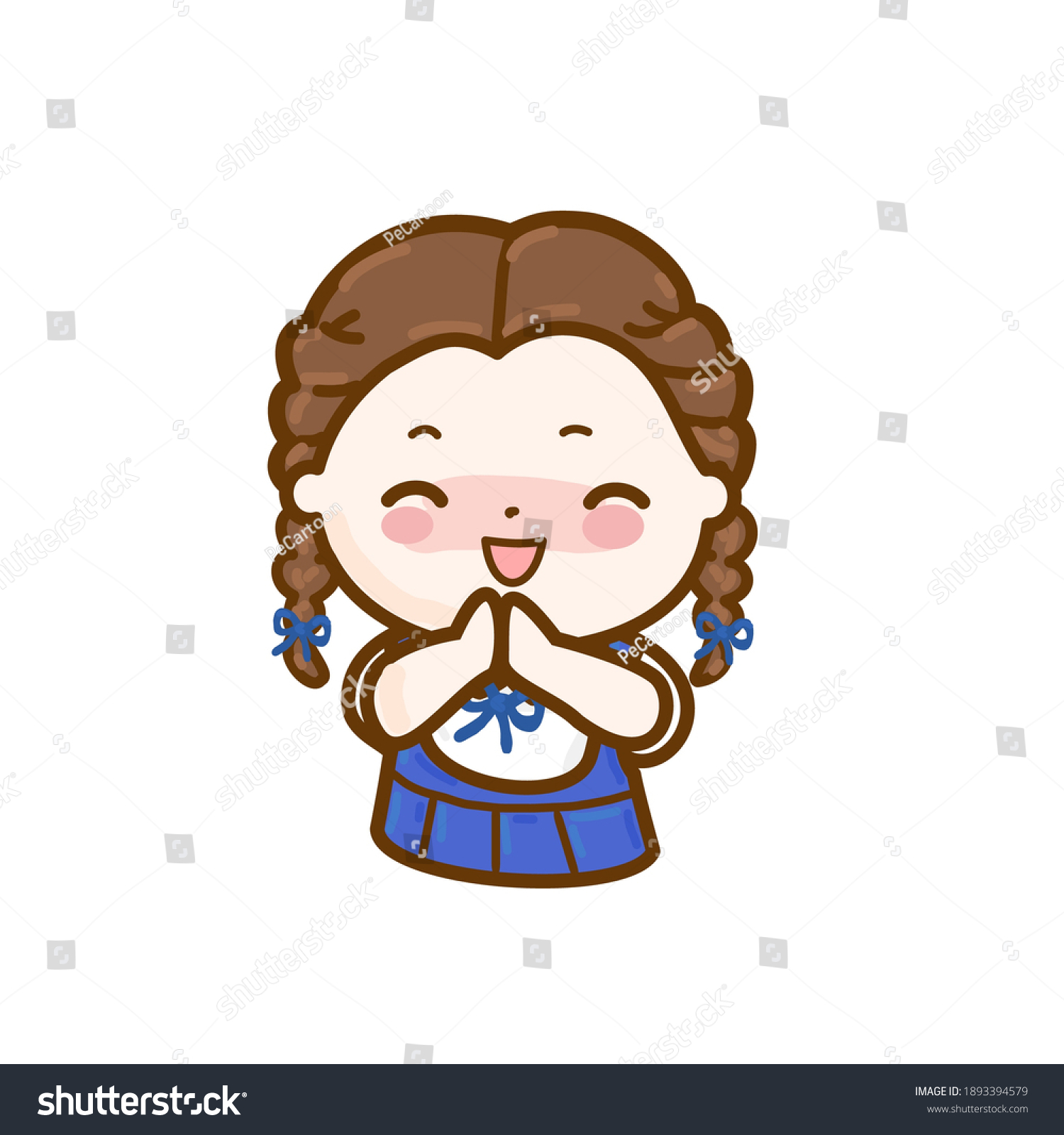 Funny Thai Student Cartoon Vector Stock Vector (Royalty Free) 1893394579