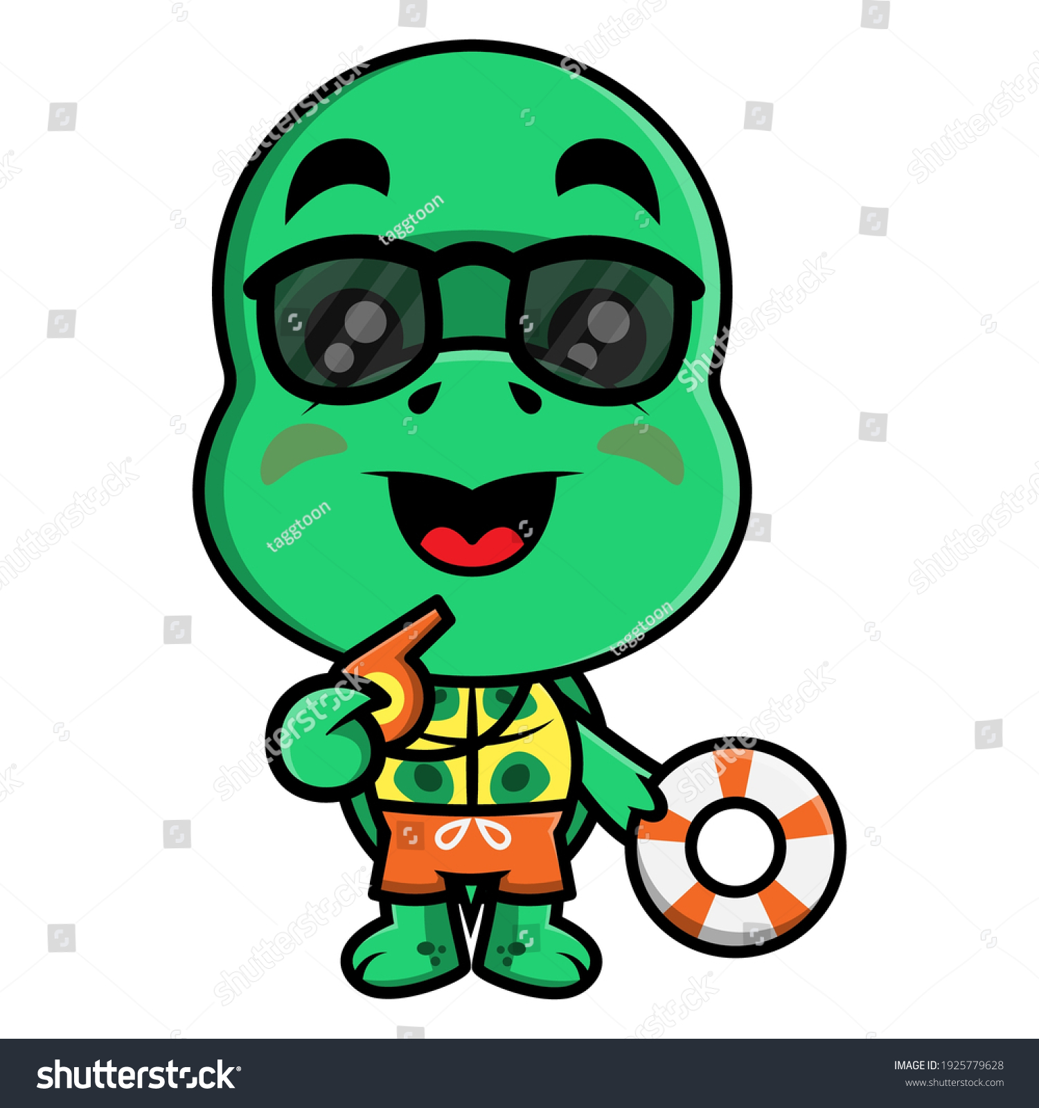 Funny Turtle Cartoon Characters Wearing Sunglasses Stock Vector ...