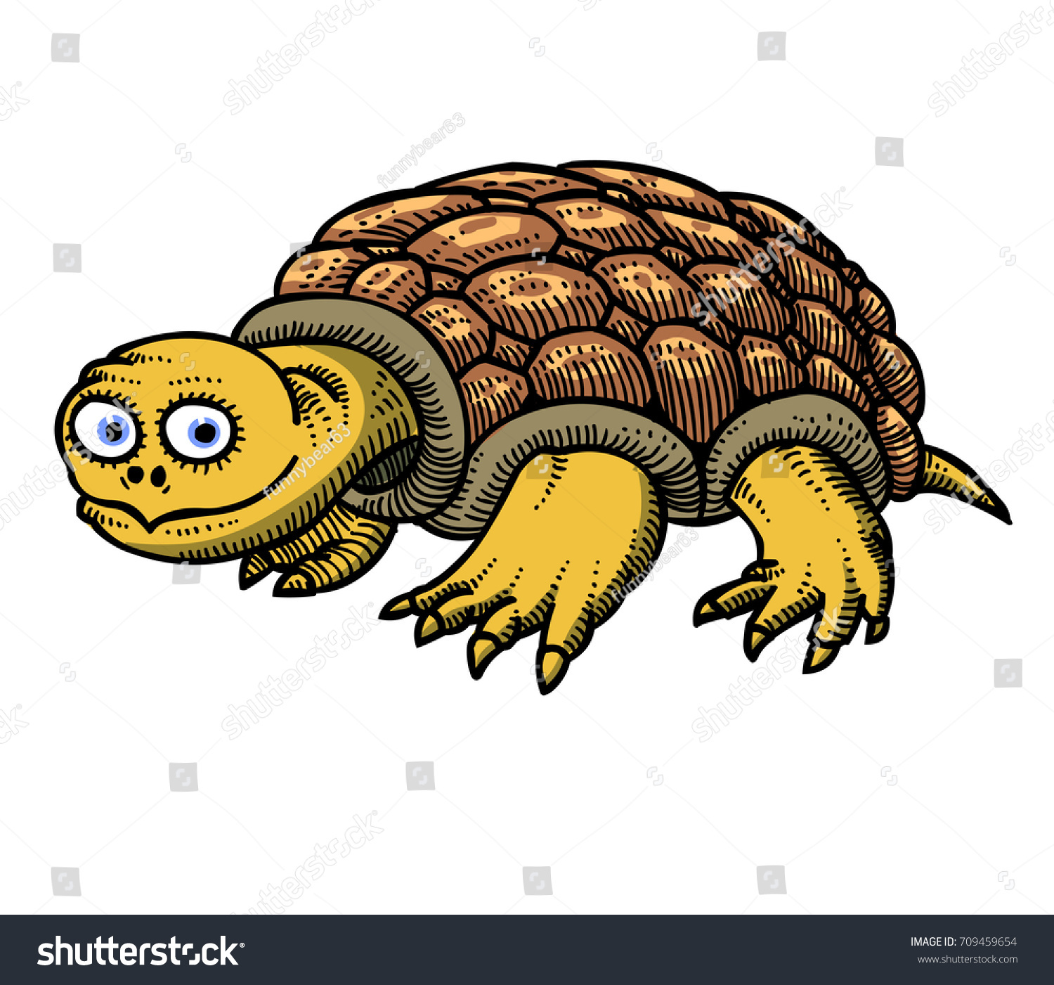 Funny Turtle Hand Drawn Image Original Stock Vector 709459654 ...