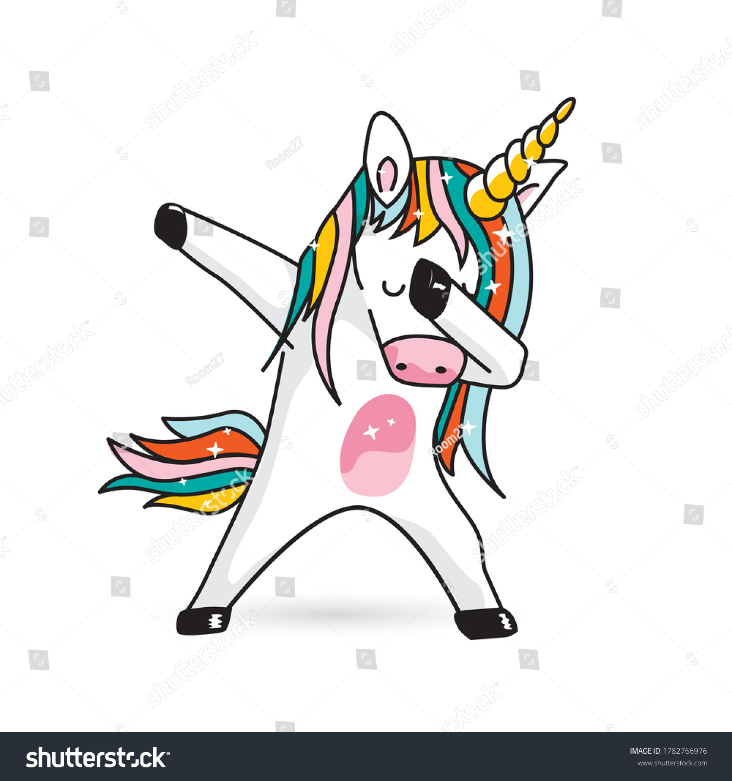 SVG of Funny unicorn doing the dab dance move, pastel colors vector design svg
