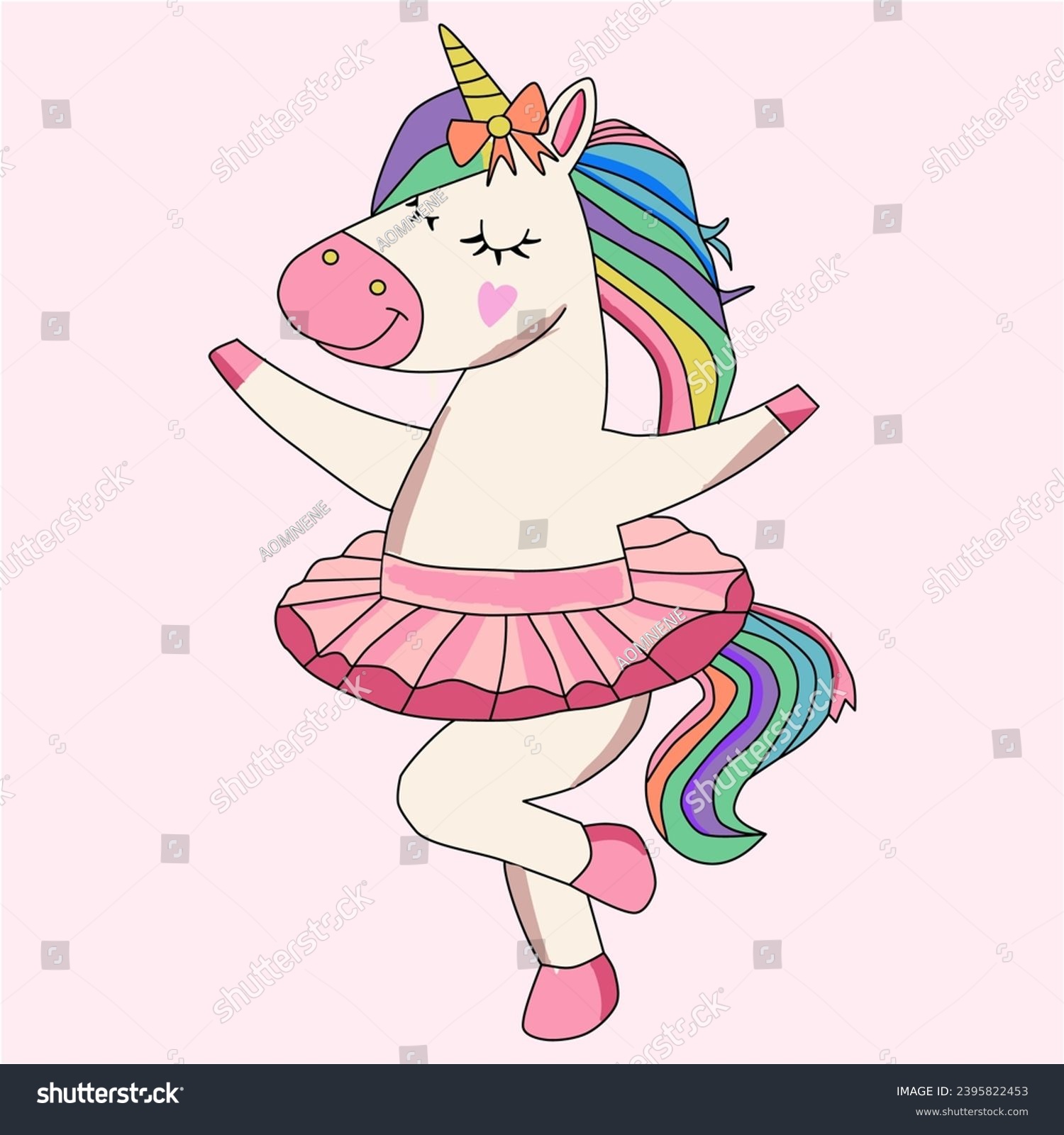 SVG of Funny unicorn vector illustration  dancing ballet in pastel color,The horse in fairytale svg