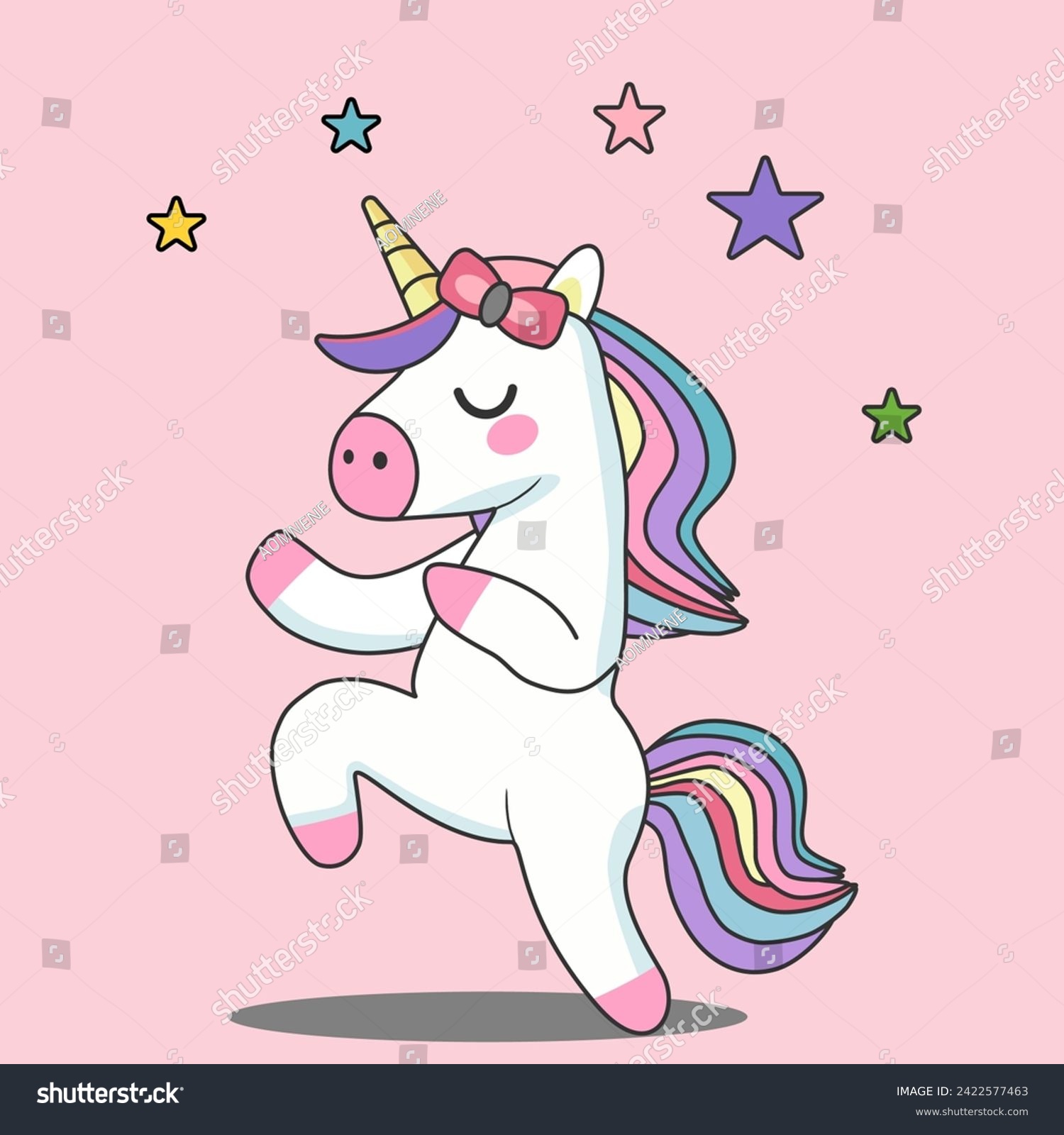 SVG of Funny unicorn vector illustration  dancing ballet in pastel color,The horse in fairytale,design for sticker,decorating card svg