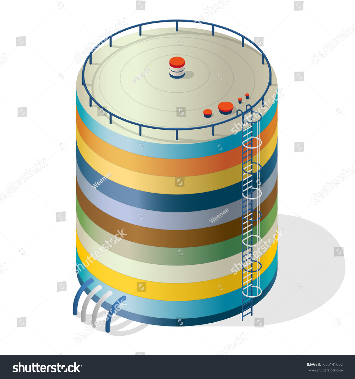 Funny Variegated Water Reservoir Isometric Building Stock Vector ...