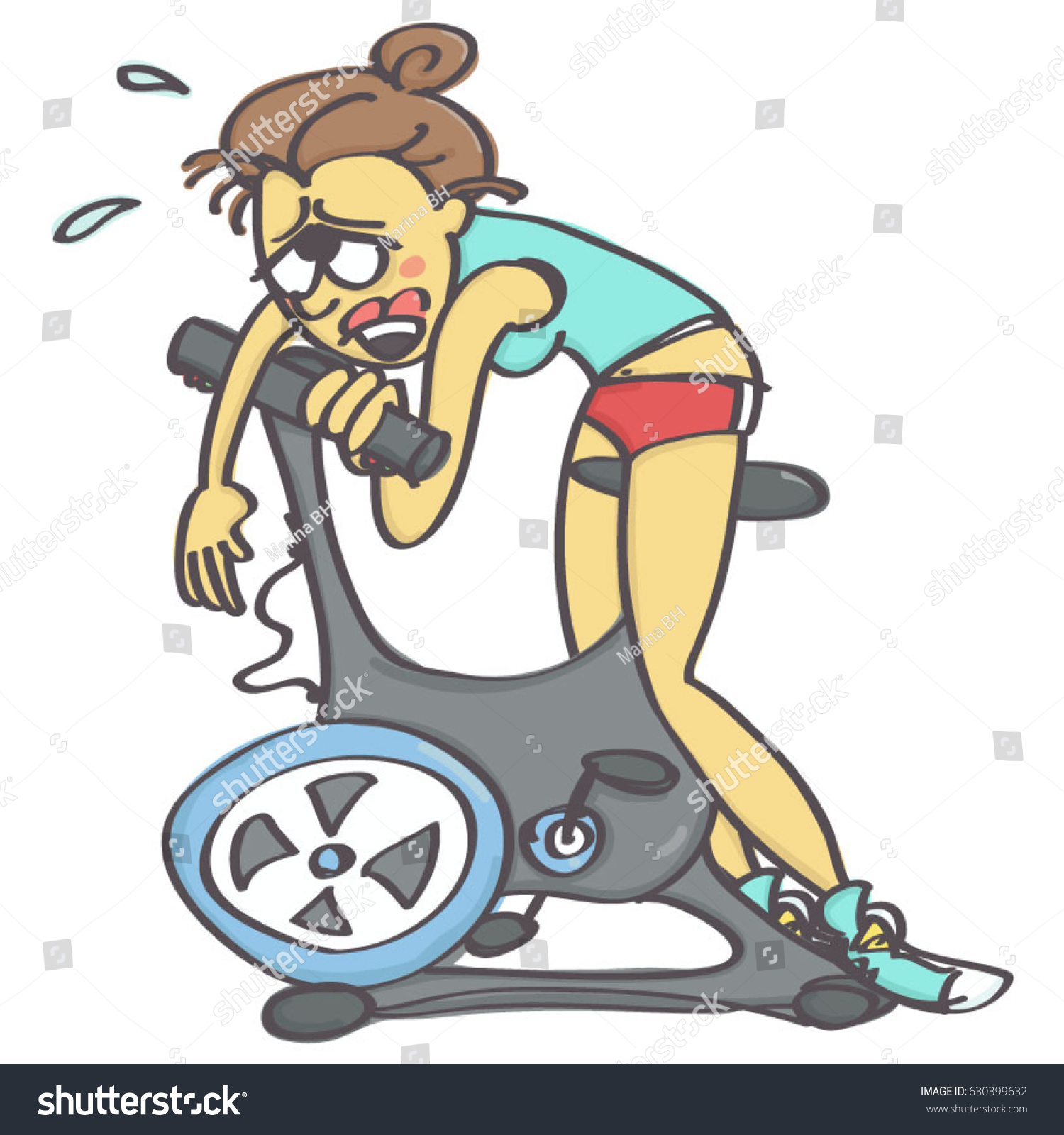 Funny Vector Cartoon Exhausted Woman On Stock Vector (royalty Free 