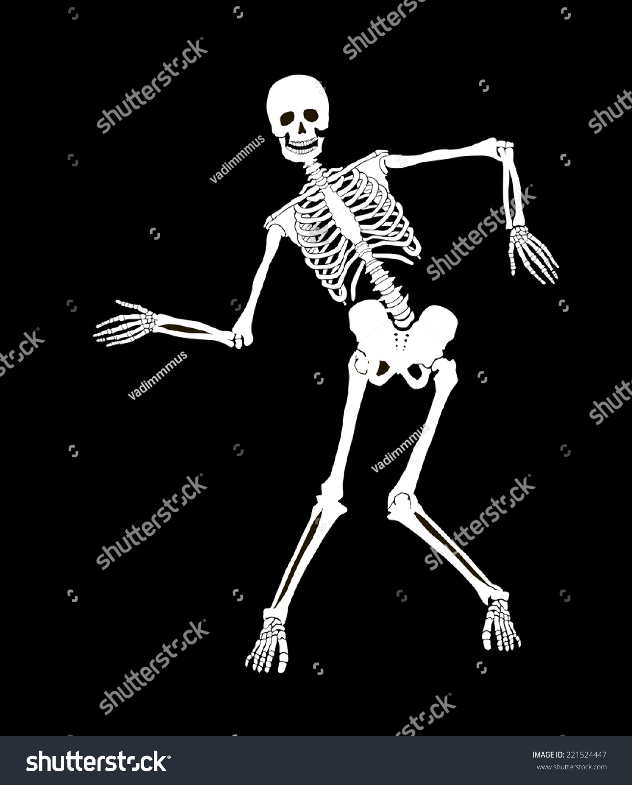 SVG of Funny vector skeleton isolated over black. Halloween design svg