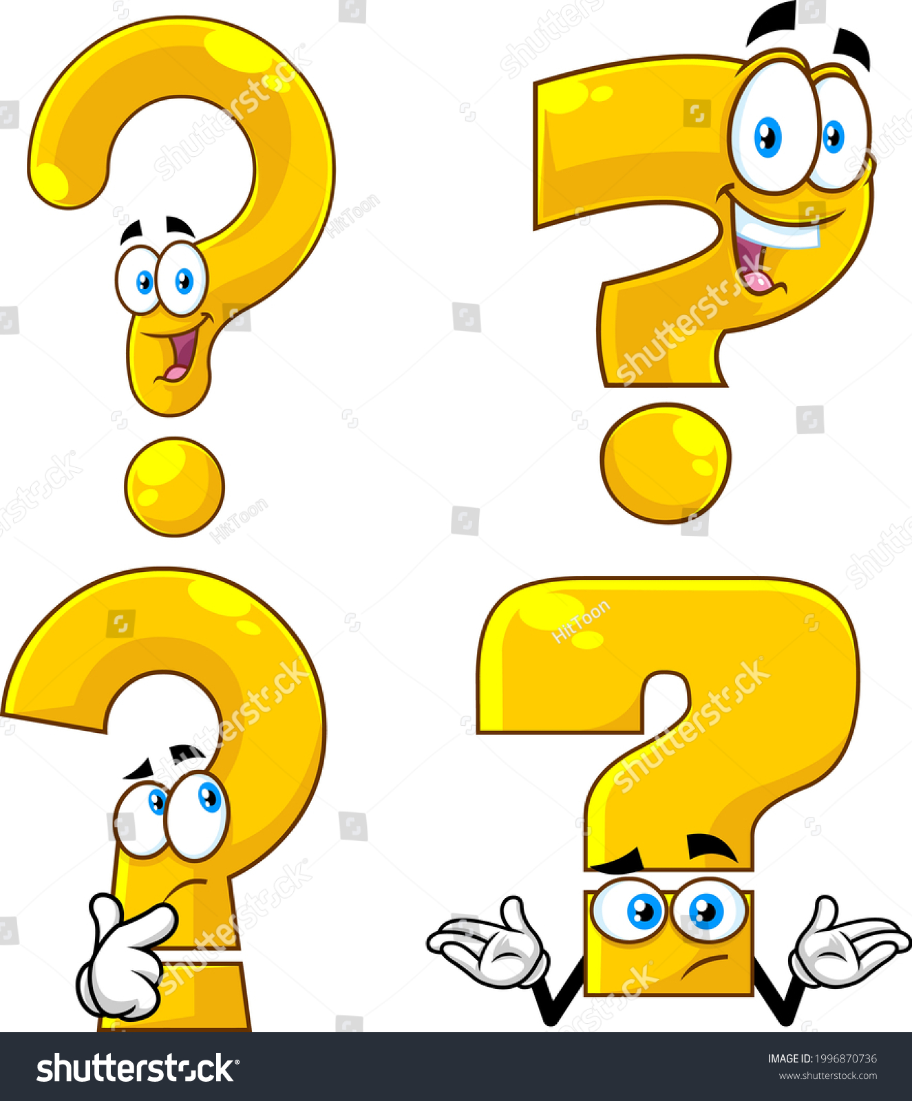 Funny Yellow Question Mark Cartoon Charactersvector Stock Vector ...