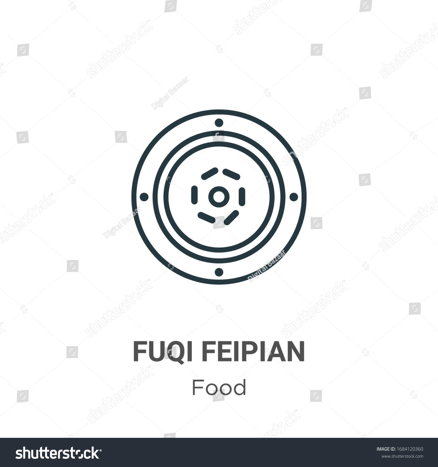 SVG of Fuqi feipian outline vector icon. Thin line black fuqi feipian icon, flat vector simple element illustration from editable food concept isolated stroke on white background svg