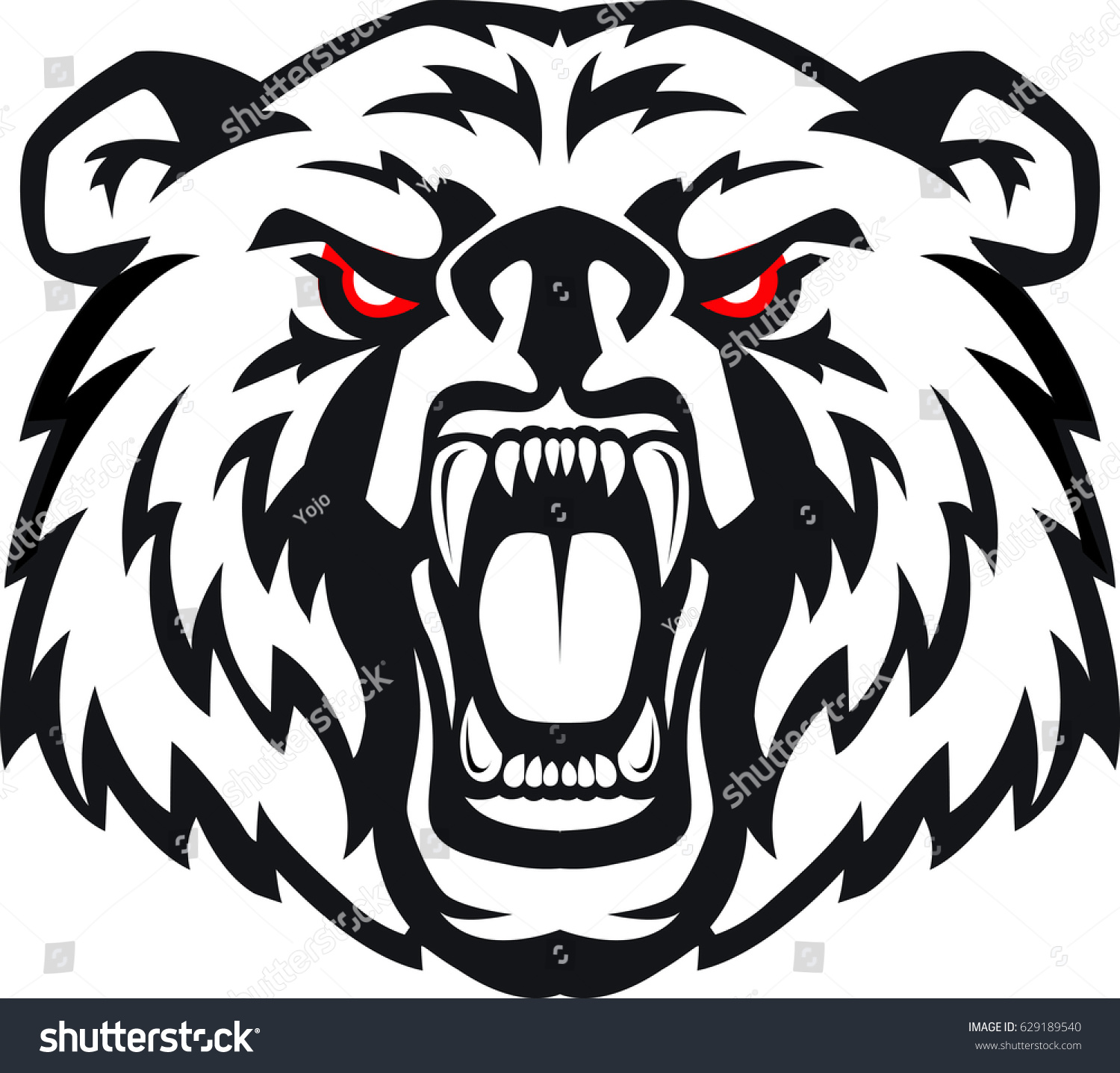 Furious Angry Face Terrible Bear Open Stock Vector (Royalty Free ...