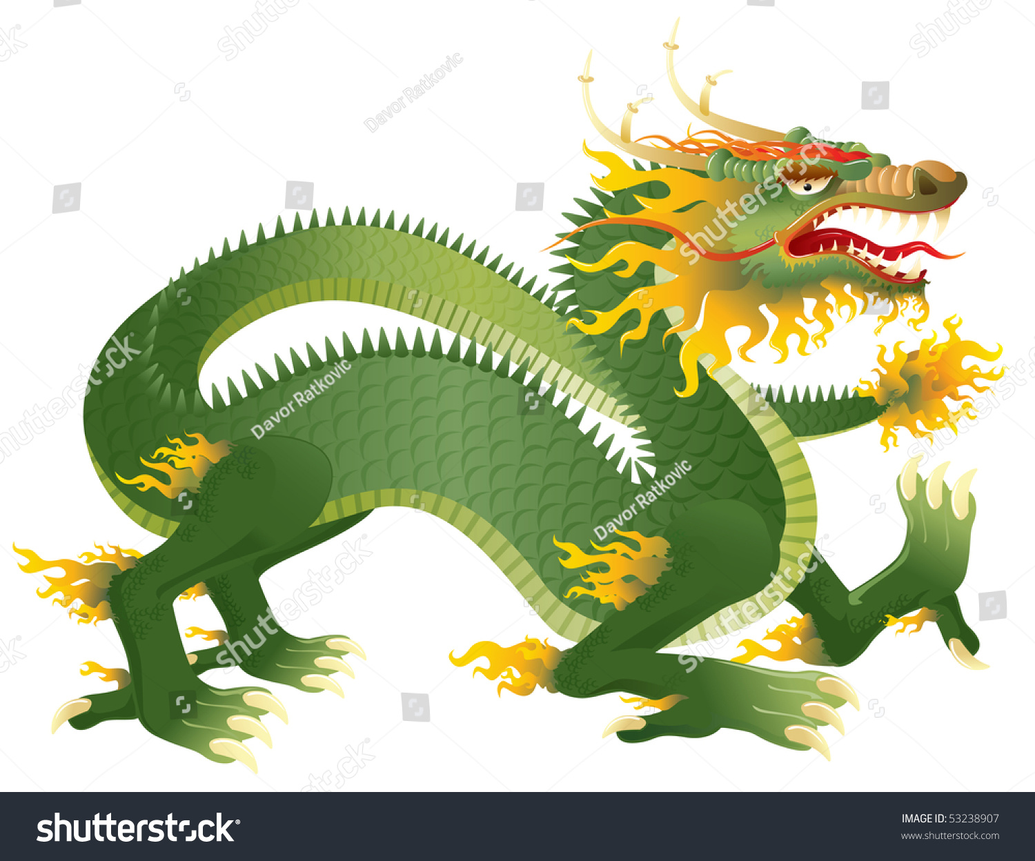 Furious Dragon. Vector. - 53238907 : Shutterstock