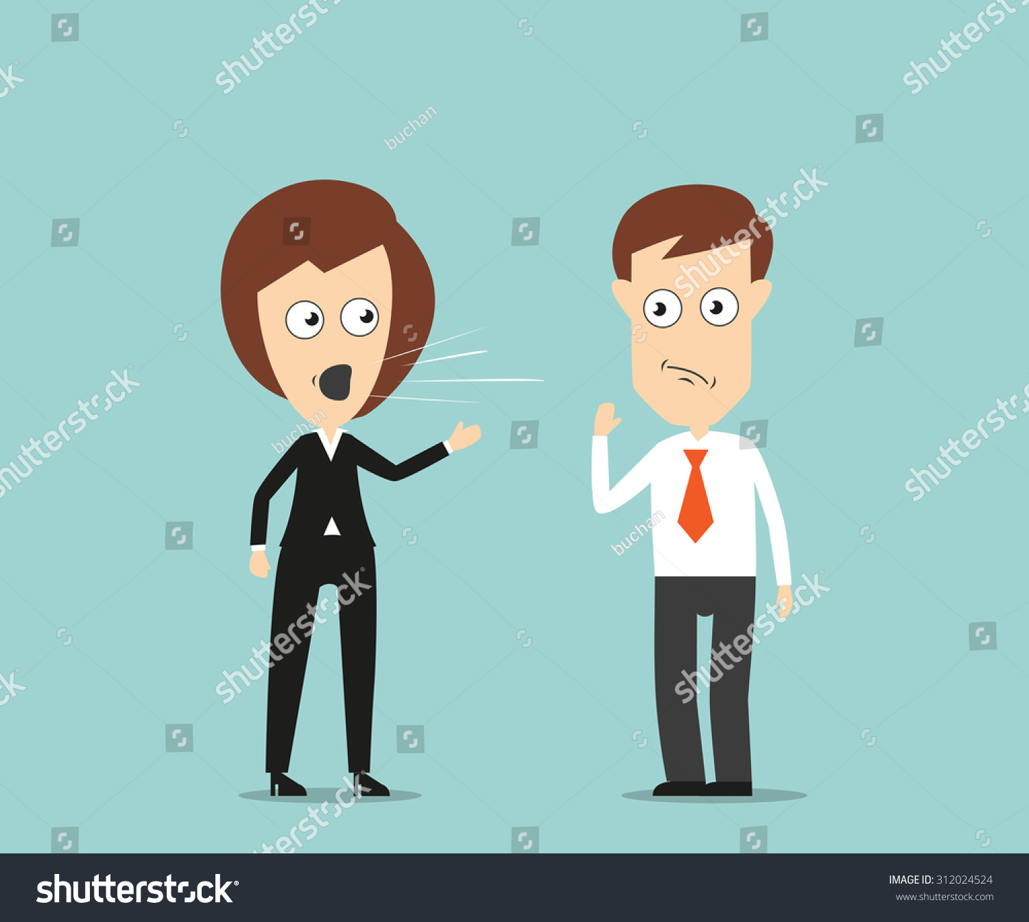 Furious Female Boss Yelling At Useless Employee For Business Concept ...