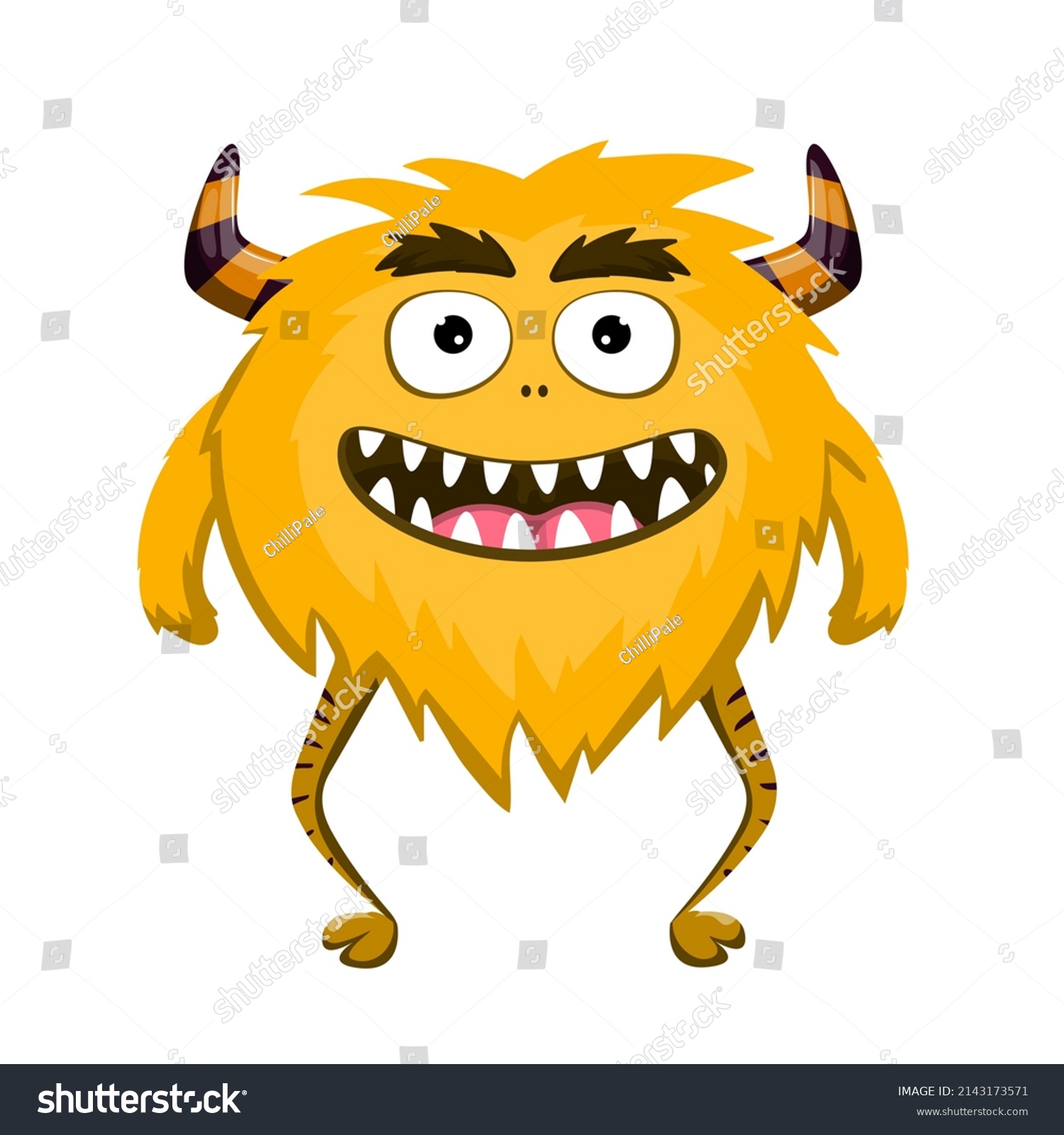 Furry Yellow Monster Cartoon Vectoralien Monster Stock Vector (Royalty ...