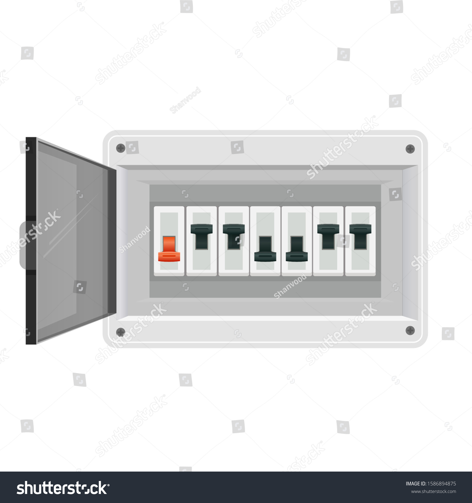SVG of Fuse board box. Electrical power switch panel. Electricity equipment. Vector svg