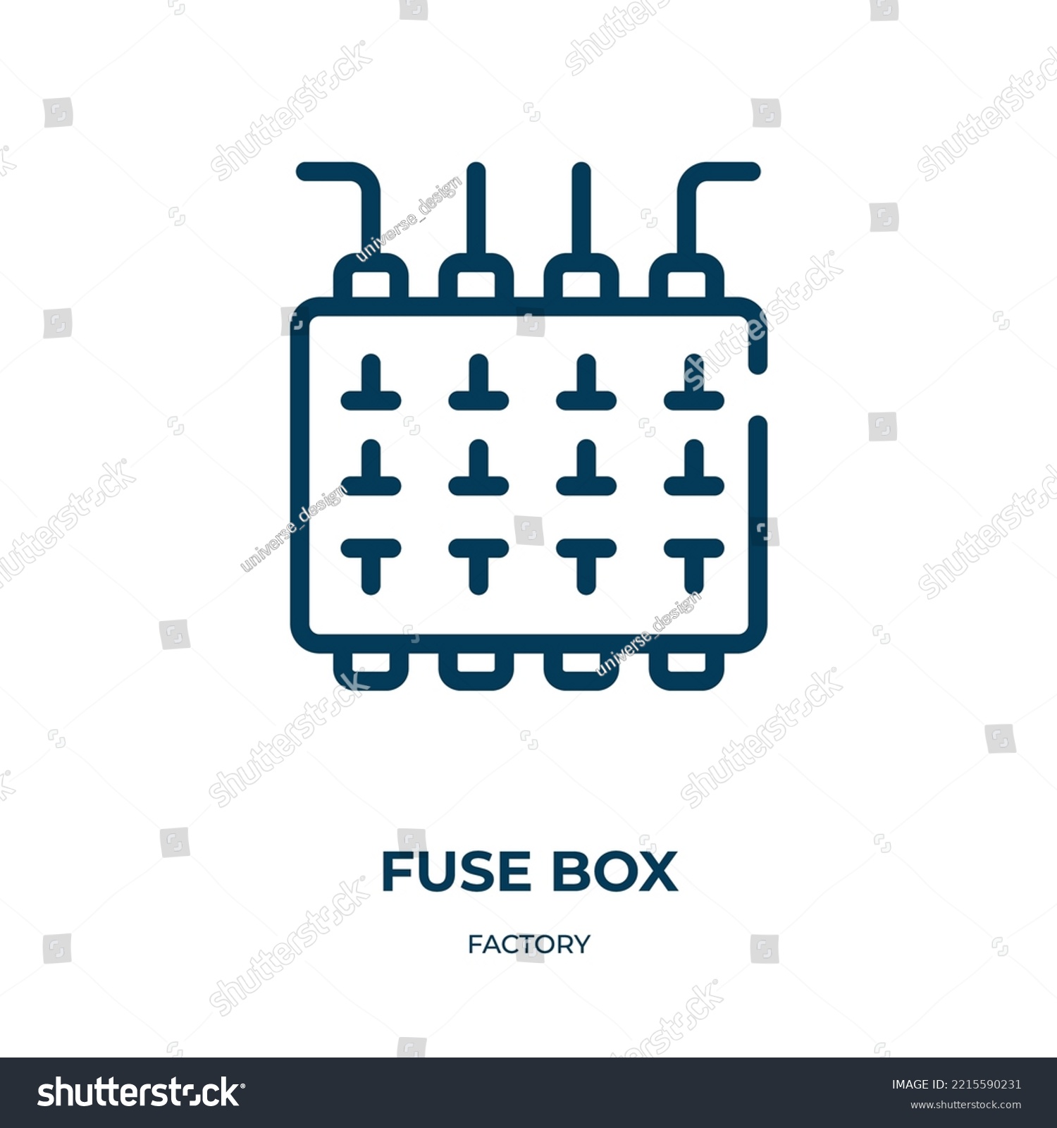 SVG of Fuse box icon. Linear vector illustration from factory collection. Outline fuse box icon vector. Thin line symbol for use on web and mobile apps, logo, print media. svg