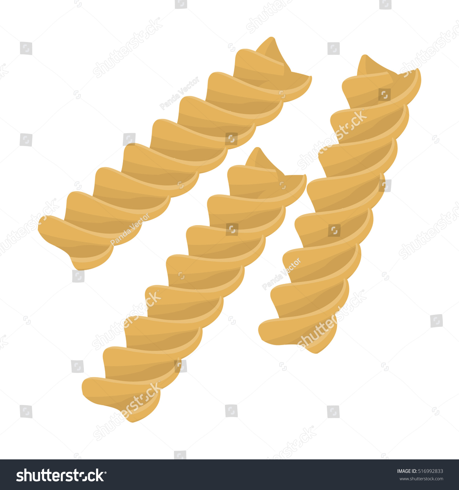 Fusilli Icon Pasta Cartoon Style Isolated Stock Vector 516992833 